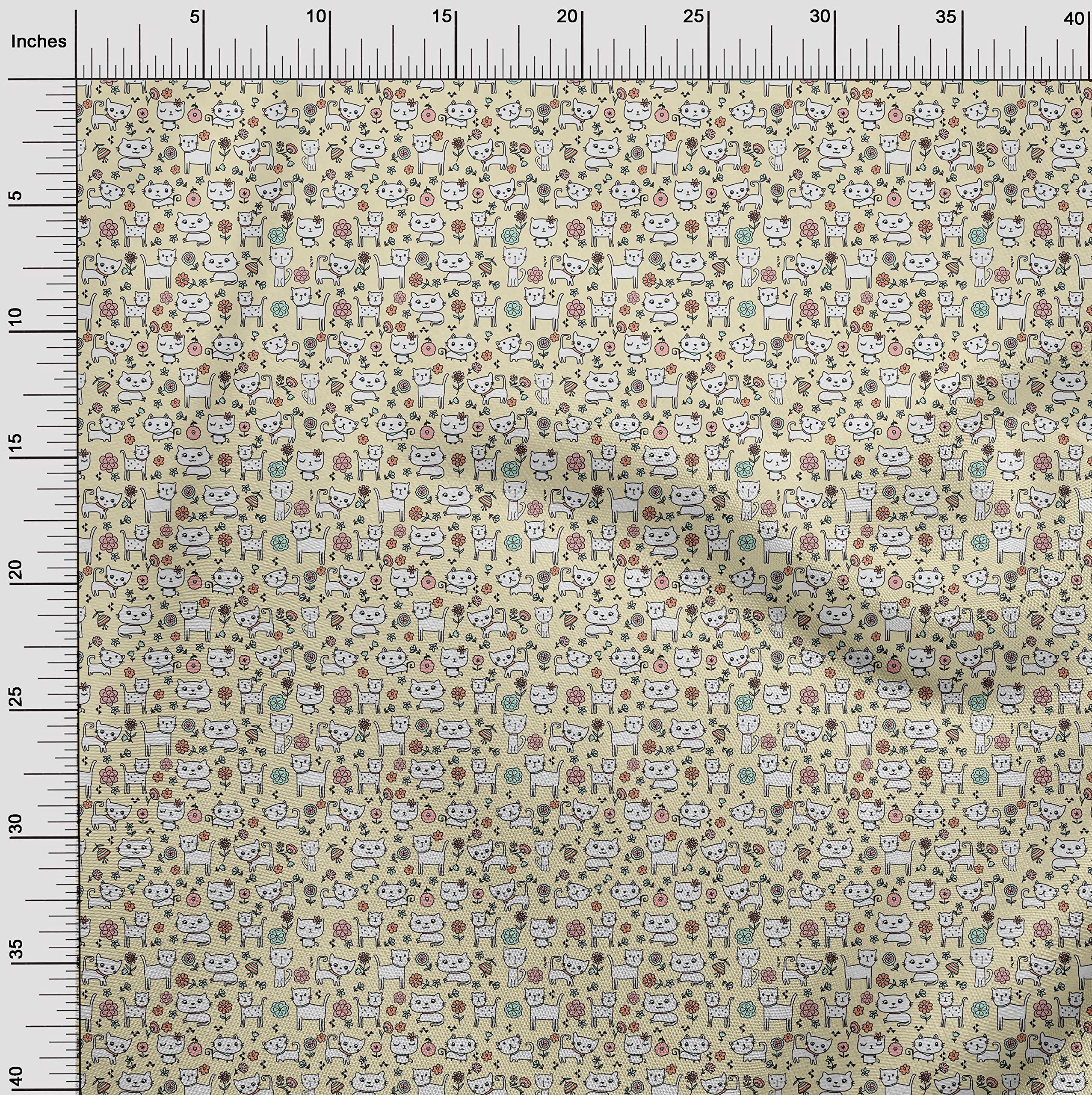 oneOone Silk Tabby Yellow Fabric - 42 Inch Wide Printed DIY Sewing Material for Kids Clothing & Animal Costumes - Perfect for Crafting, Quilting, and Home Decor Projects