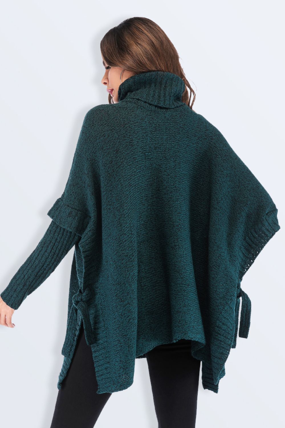 Double Take Tied Turtleneck Asymmetrical Hem Sweater for Women | Chic Winter Knitwear | Perfect for Office, Date Night & Holiday Parties