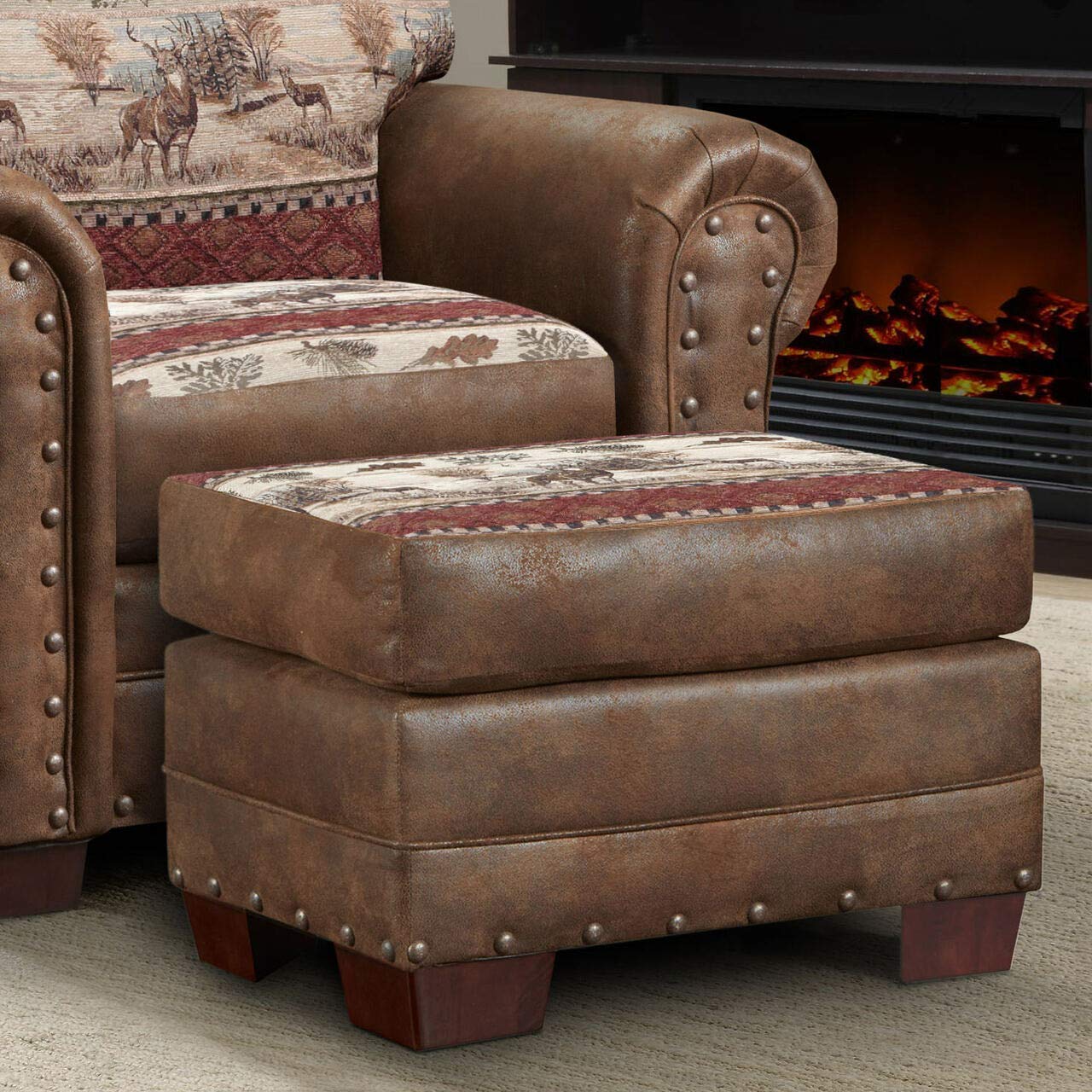 Deer Valley Ottoman - Classic American Furniture in Brown | Perfect for Living Room, Bedroom & Home Decor