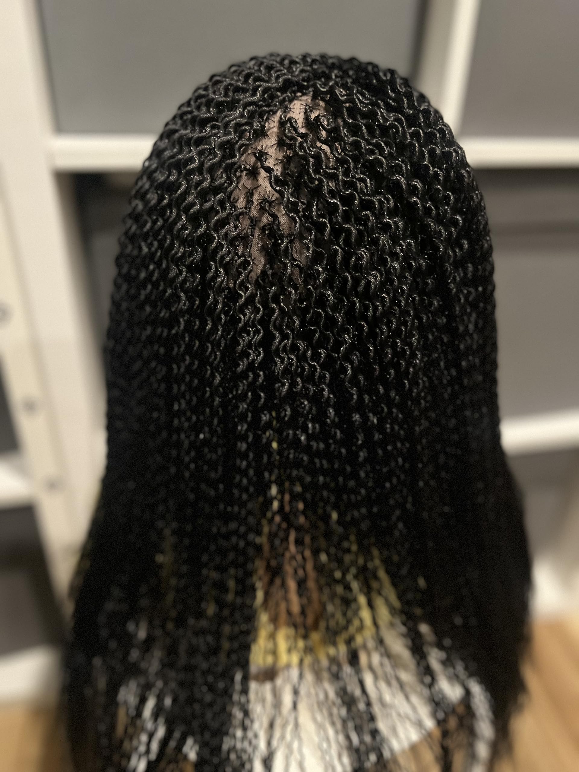 28-Inch Black Box Braids Wig with Full Lace & Pre-Plucked Hairline | Natural Looking Triangle Part Lace Front Wig for Black Women | Perfect for Cosplay, Daily Wear & Protective Styling