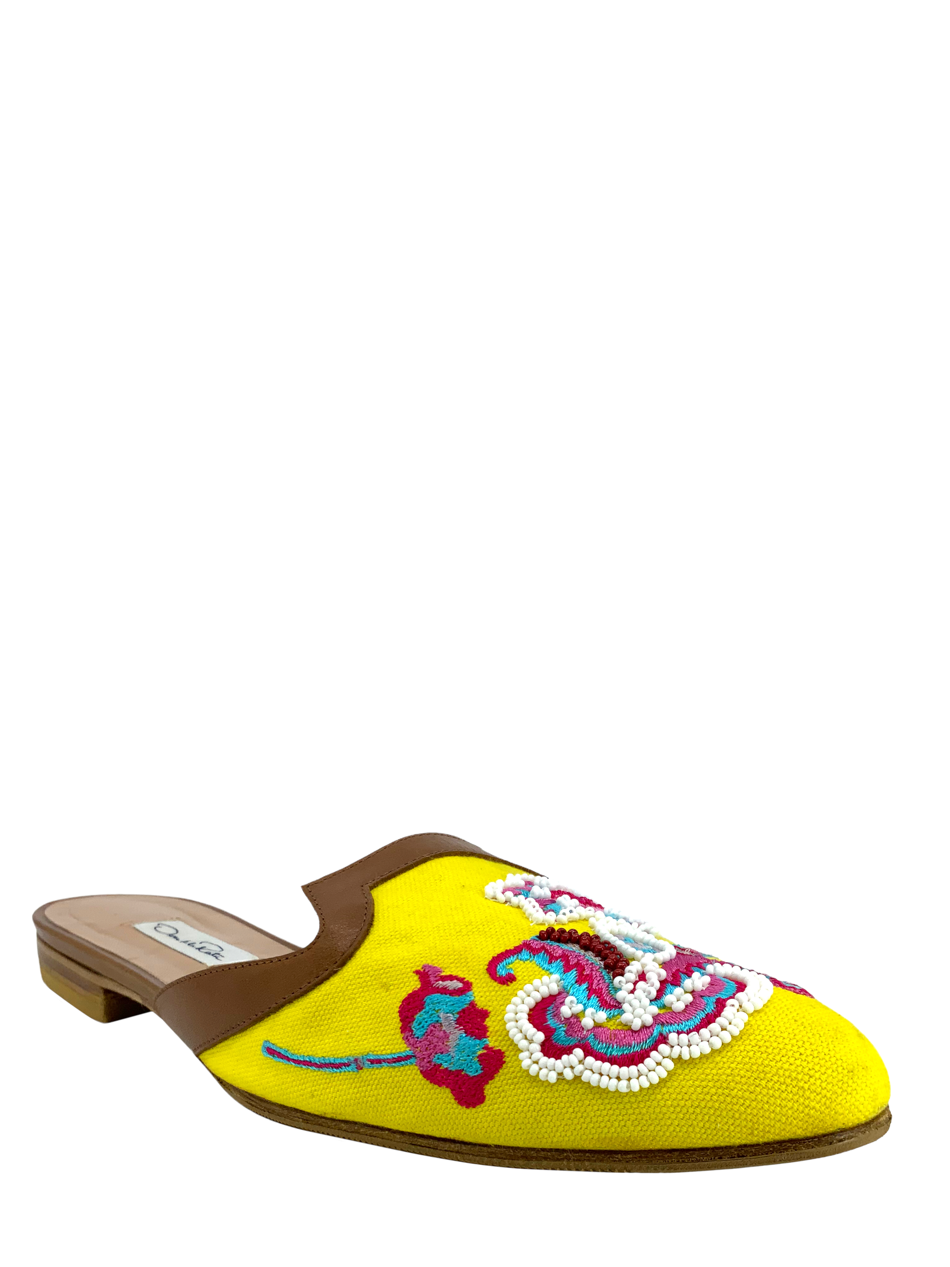 Oscar De La Renta Embroidered Spanish Mules Women's Size 11 - Elegant Slip-On Shoes for Weddings, Parties & Special Occasions