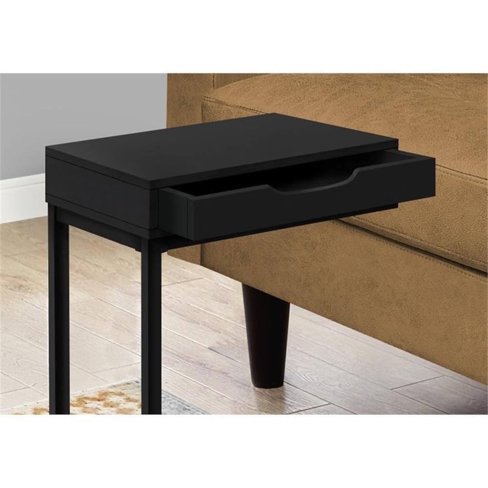 Home Square 1 Drawer Metal Accent Table - Black Finish Nightstand (Set of 2) for Bedroom, Living Room & Office Decor