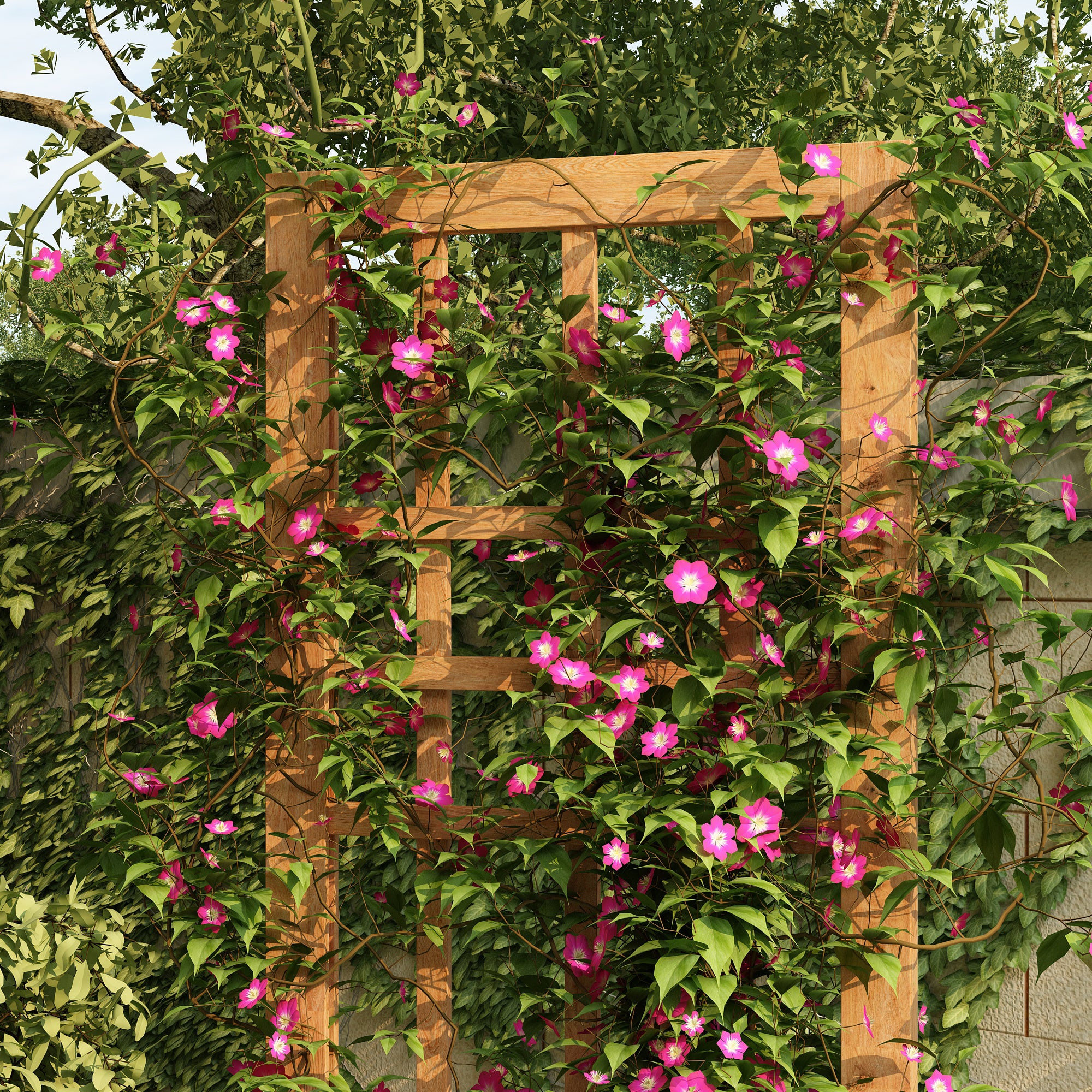 Yellow Wood Planter Box with Trellis - Outdoor Garden Planter for Vines, Climbing Plants, Flowers - Perfect for Patio, Balcony, and Backyard Decor