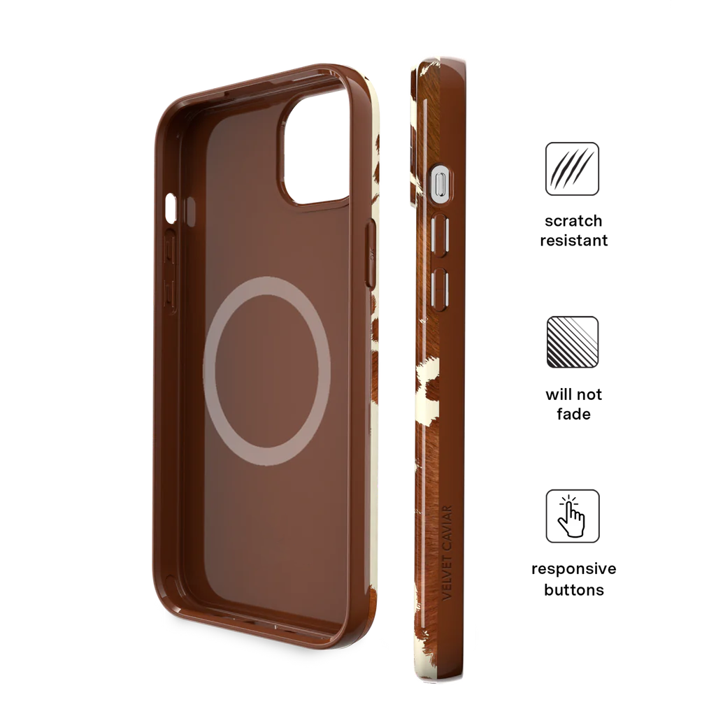 Premium Cocoa Cow Print iPhone Case - Cute & Durable Protective Cover for iPhone 13/14/15 Pro Max - Perfect for Farm Lovers & Animal Enthusiasts - Great for Everyday Use, Travel & Gifts