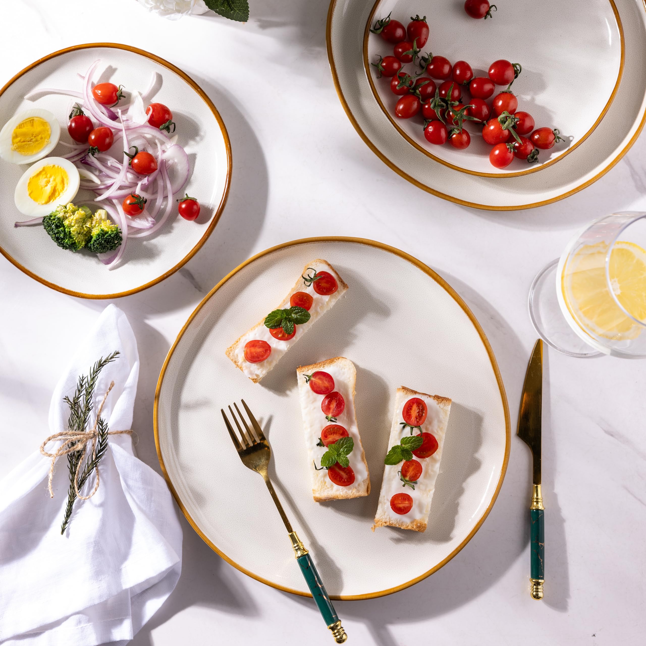 AmorArc Ceramic Dinnerware Set - Handmade Reactive Glaze Plates & Bowls, Chip & Crack Resistant | Dishwasher & Microwave Safe, 18-Piece Service for 6 | Perfect for Family Dinners, Entertaining Guests & Restaurant-Style Dining