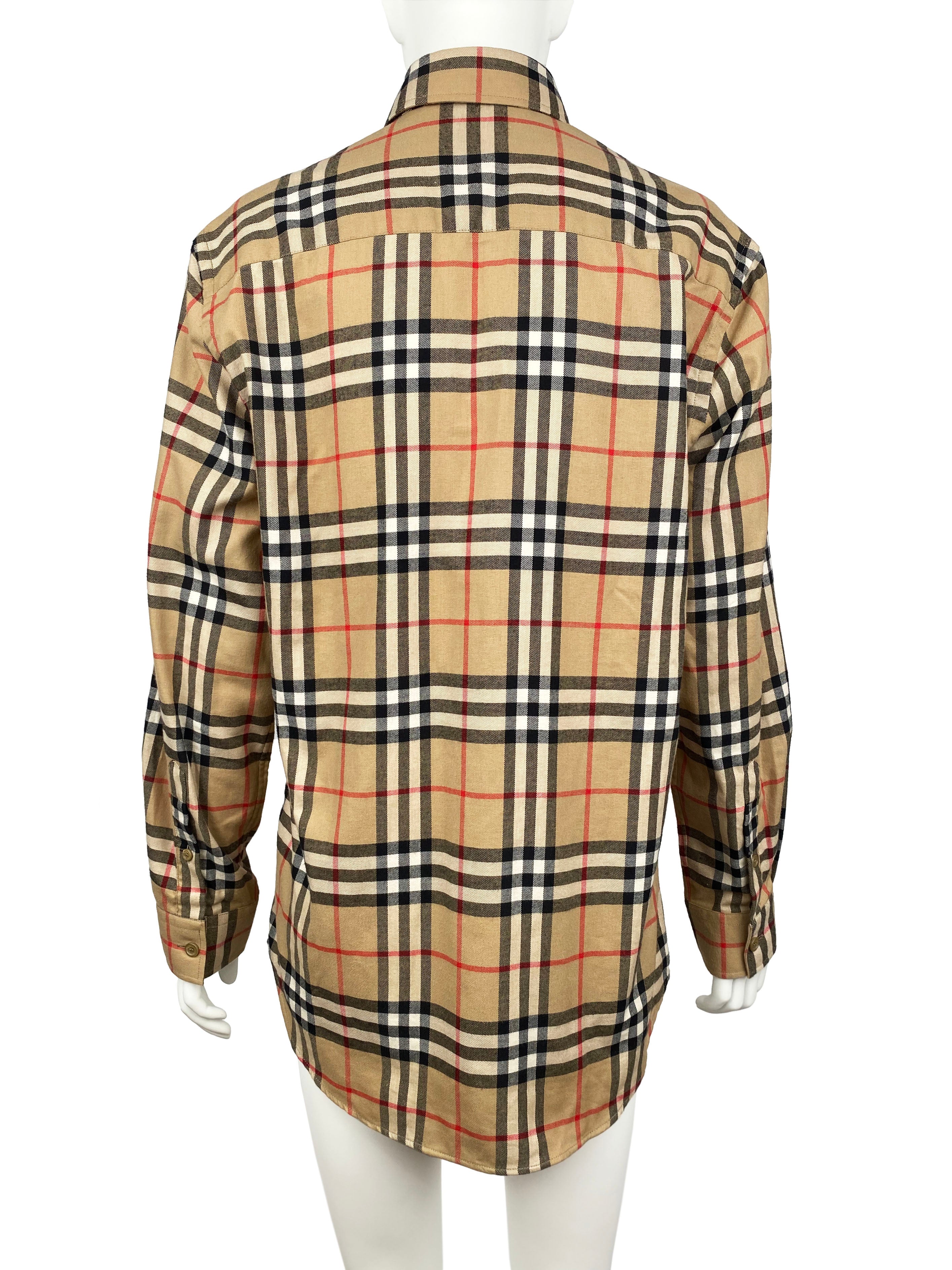 Burberry Haymarket Check Shirt for Men - Classic Plaid Button Down Shirt, Casual & Business Wear, Perfect for Office, Dating & Travel