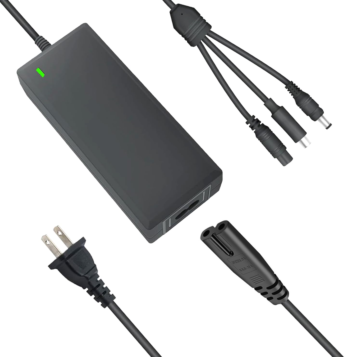 42V 2A Lithium Battery Charger with 3-Prong Plug - 5.5x2.5mm & 8.0x1.6mm DC Connectors - Power Adapter for 36V 2A Li-ion Batteries - Ideal for E-Bikes, Scooters, Power Tools and Outdoor Equipment