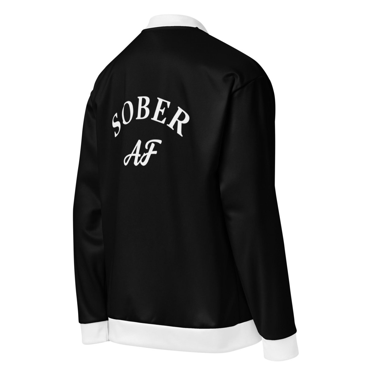 Sober AF Varsity Style Bomber Jacket - Bold Sobriety Celebration Jacket for Men & Women | Perfect for Recovery Milestones, AA Meetings, and Sober Events