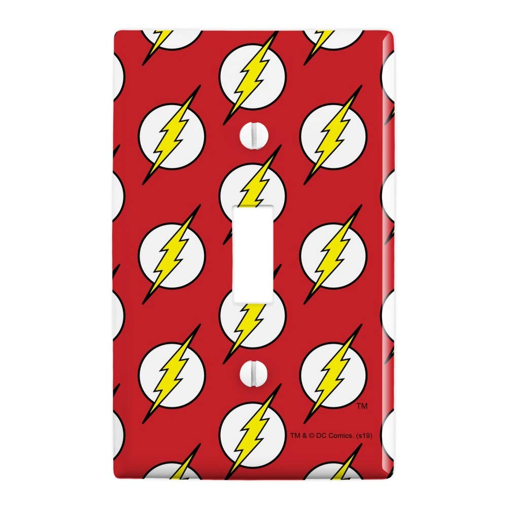 The Flash Lightning Bolt Logo Plastic Wall Decor Light Switch Cover - Superhero Theme Room Decor for Kids & Adults - Perfect for Bedrooms, Game Rooms, and Comic Book Fan Spaces