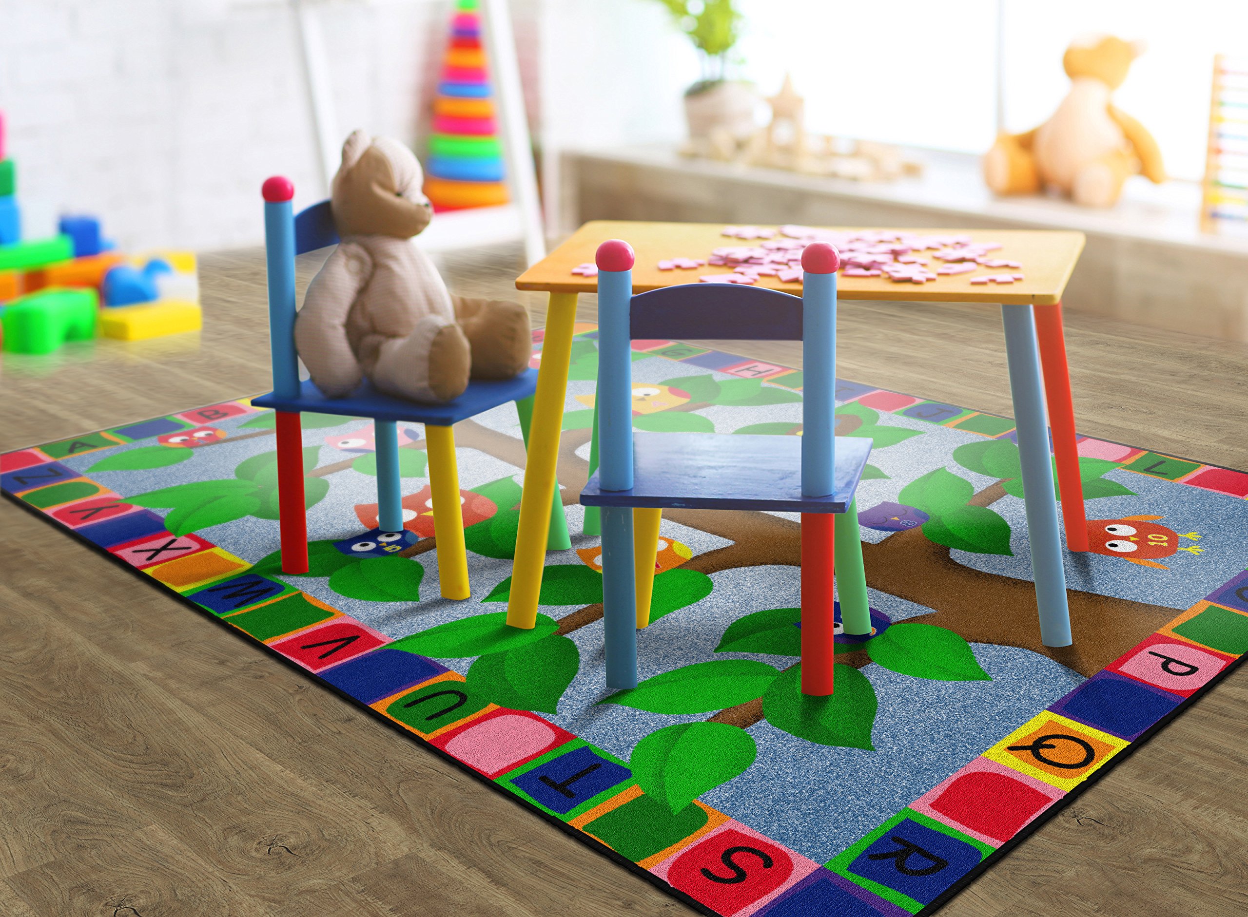 Alphabet Owls Educational Area Rug for Kids - 6' x 8'4