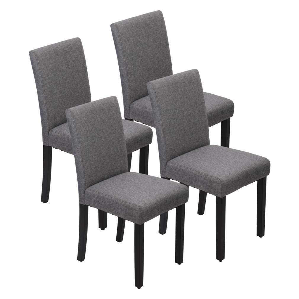 Best Massage Dining Chairs Set of 4 - Solid Wood Parsons Chairs for Kitchen, Dining Room & Living Room - Comfortable Grey Upholstered Seating for Home & Office Use