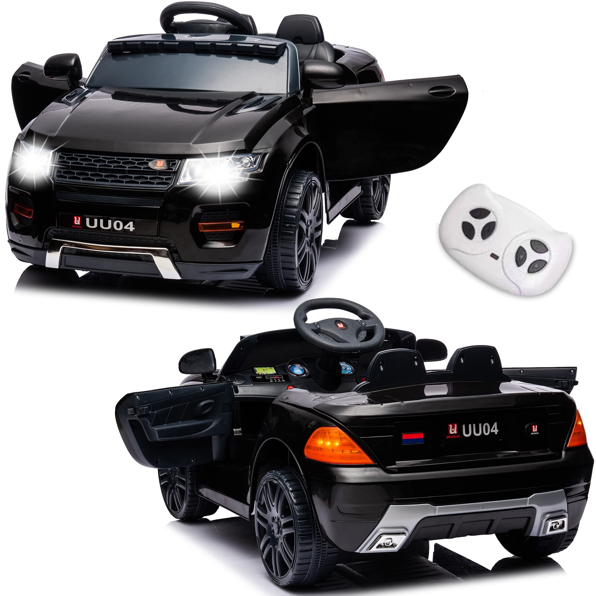 12V Kids Ride On Car - Battery Powered Electric Toy Car with Remote Control & Music - Perfect for Indoor & Outdoor Play (Black)