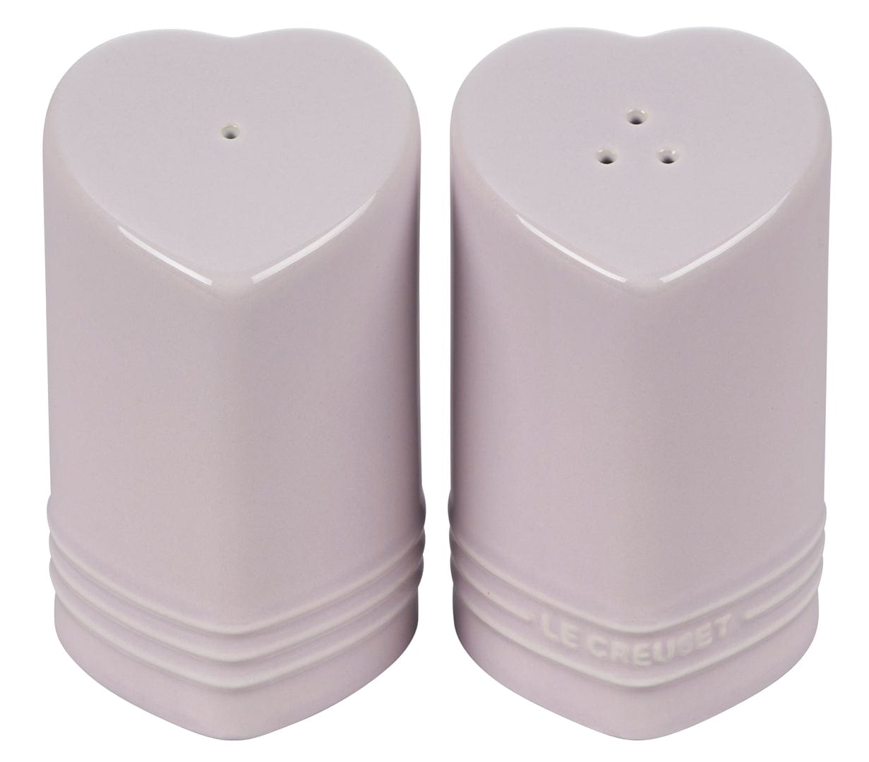 Le Creuset Heart-Shaped Salt and Pepper Shaker Set - 2-Piece Ceramic Spice Dispensers with Shallot Design - Perfect for Kitchen, Dining Table, and Valentine's Day Gift