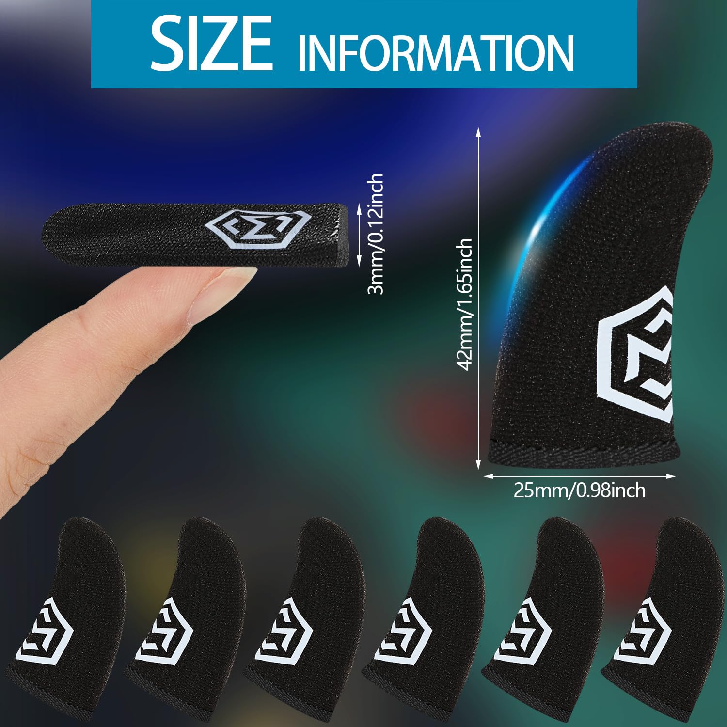 Jiuguva 120 Pcs Anti-Sweat Gaming Finger Sleeves with Pattern - Touchscreen Compatible Breathable Thumb Sleeves for Mobile Game Controllers - Perfect for PUBG, Call of Duty & Fortnite (Black)