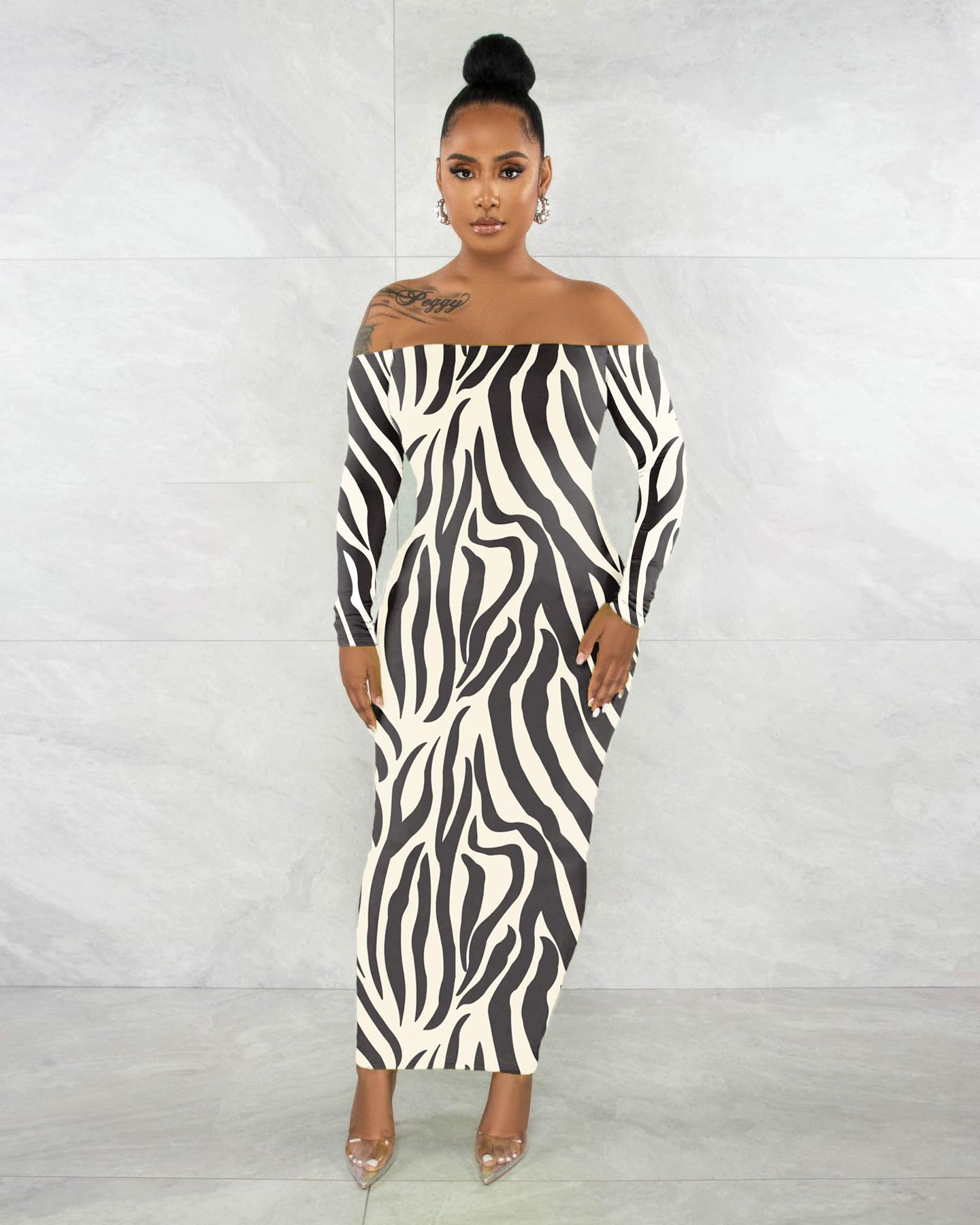 Sexy Off Shoulder Long Sleeve Bodycon Maxi Dress for Women - Elegant Clubwear & Party Outfit for Night Out, Date Night, and Special Occasions