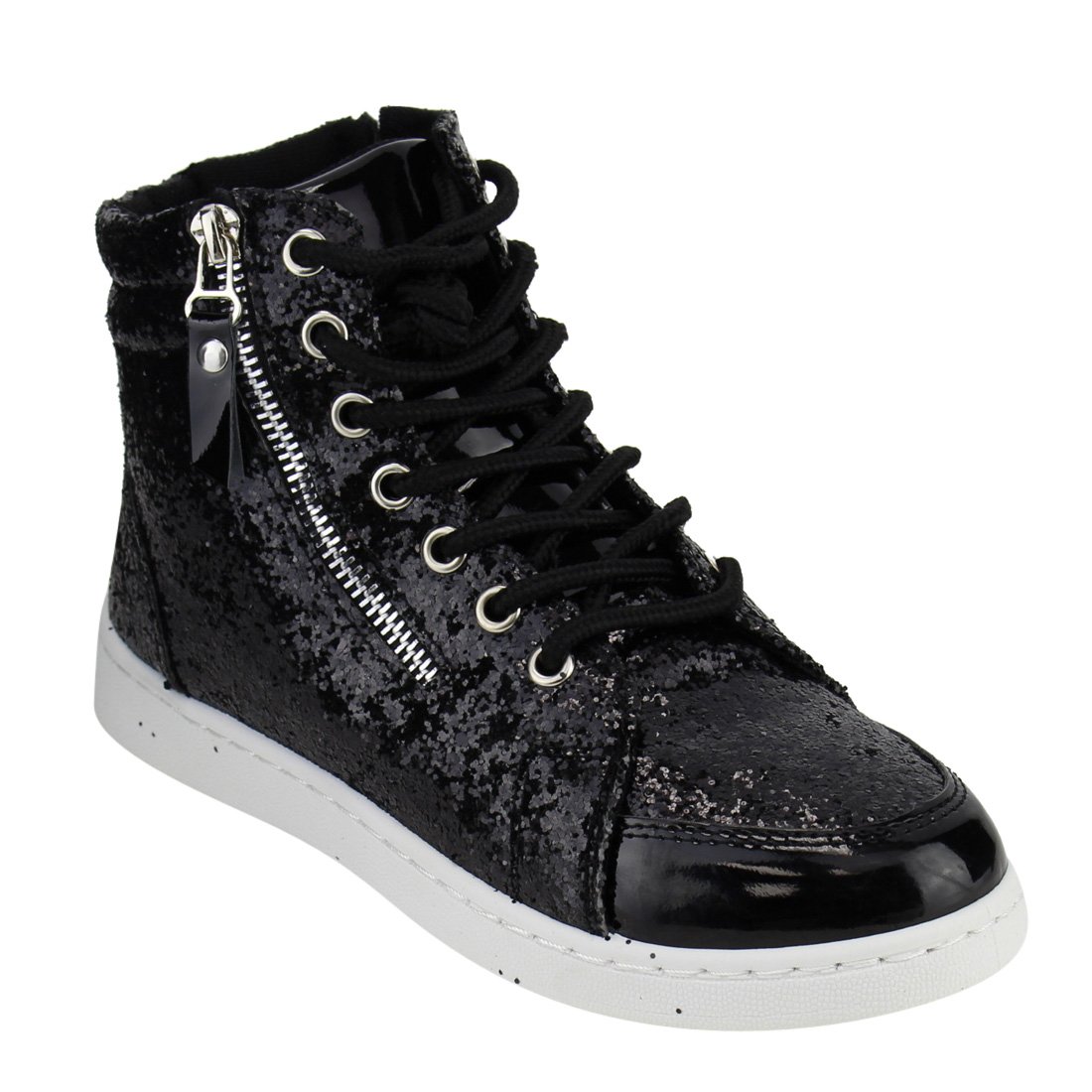 Women's High Top Glitter Lace-Up Ankle Booties - Fashion Sneakers for Workout & Casual Wear | Perfect for Gym, Running, and Street Style Outfits