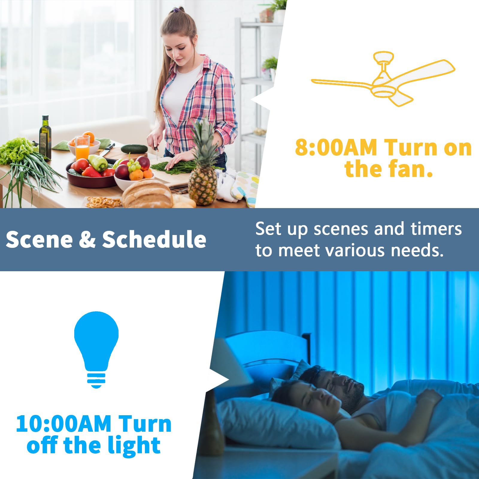 Smart Ceiling Fan Control & Dimmer Light Switch - Wi-Fi Enabled Single Pole Wall Switch - Works with Alexa & Google Home - Perfect for Living Room, Bedroom & Smart Home Automation