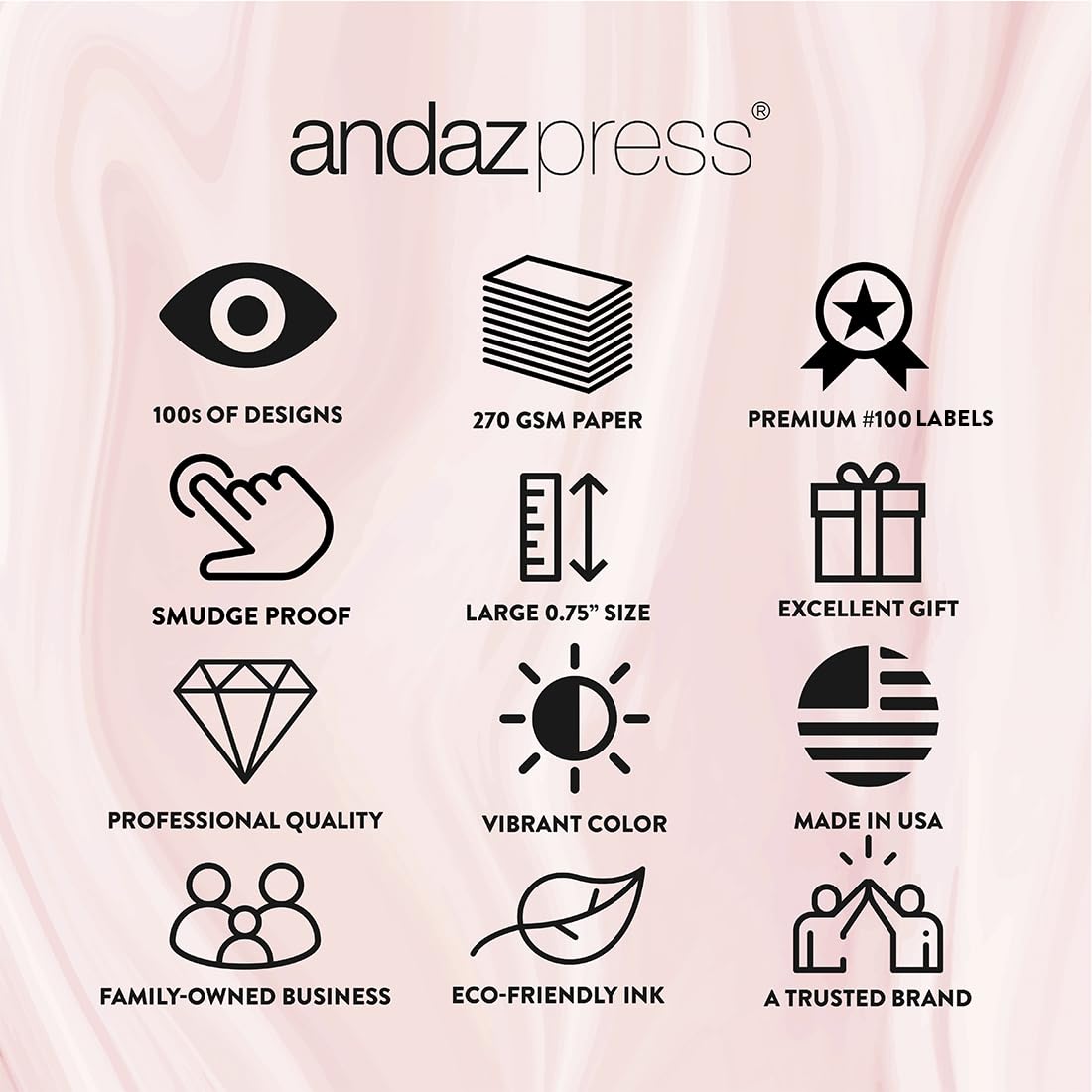 Andaz Press Chocolate Stickers 216-Pack for Baby Showers & Party Favors