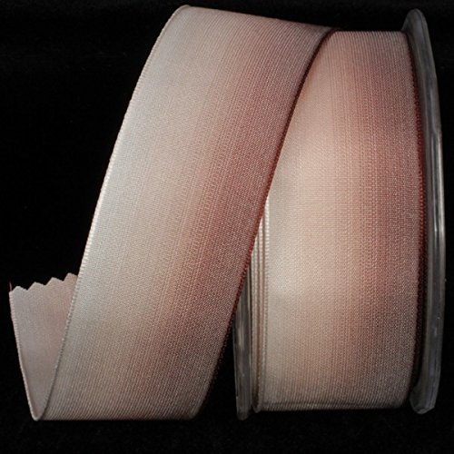 Chocolate Brown and White Ombre Wired Craft Ribbon - 1.5 Inch x 54 Yards Bulk Spool for Gift Wrapping, Floral Arrangements, DIY Crafts and Home Decor