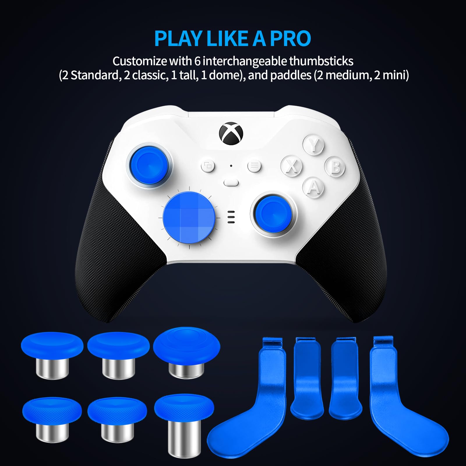 13-in-1 Magnetic Thumbstick Replacement Kit for Xbox Elite Series 2 & Core Controller - Includes Analog Sticks, 4 Paddles, 2 D-Pads & Repair Tool | Gaming Accessories for Professional Players & DIY Controller Mods