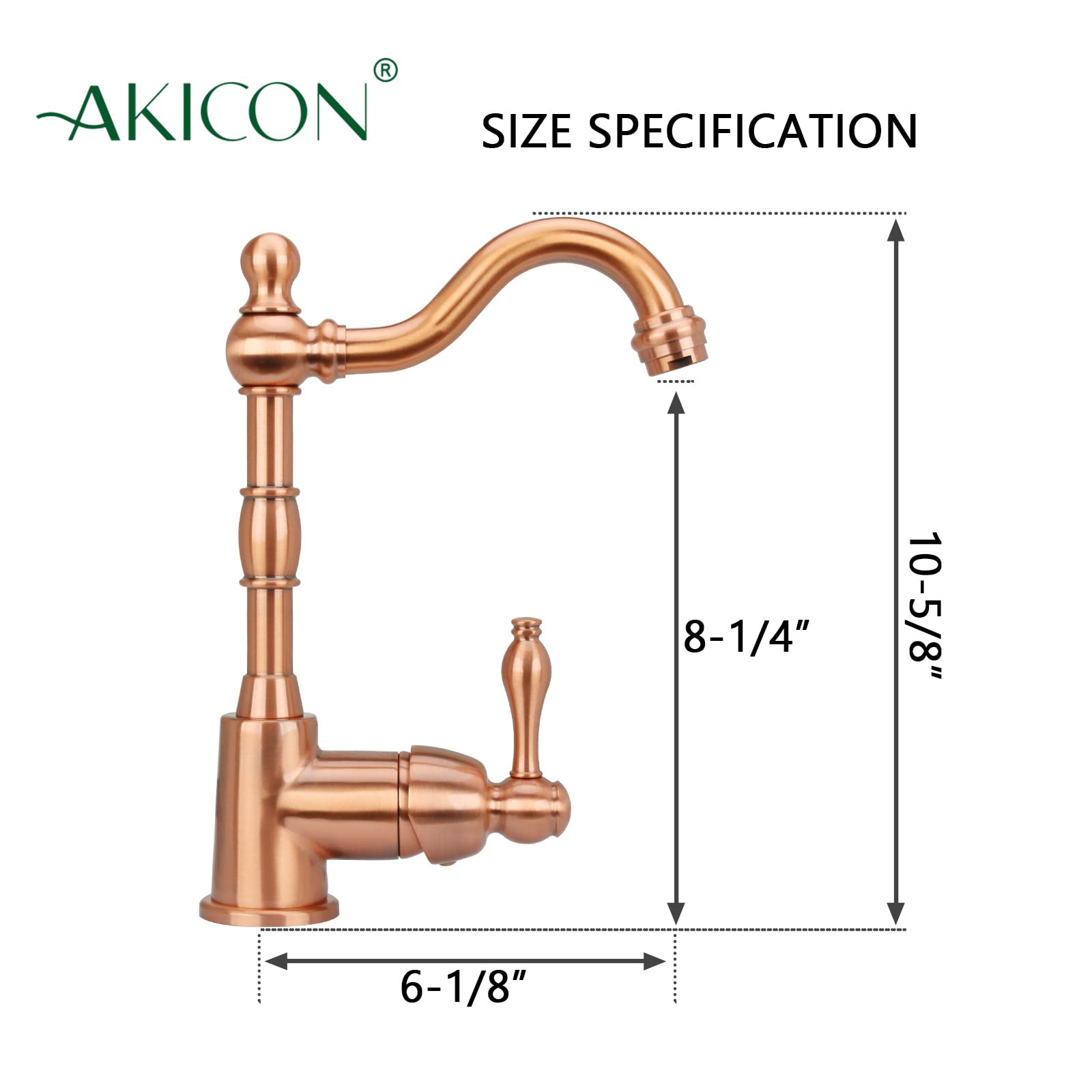 Akicon Copper One-Handle Widespread Kitchen Faucet - Elegant Bar Prep Sink Faucet for Modern Kitchens & Wet Bars - Perfect for Food Prep, Beverage Service & Home Brewing