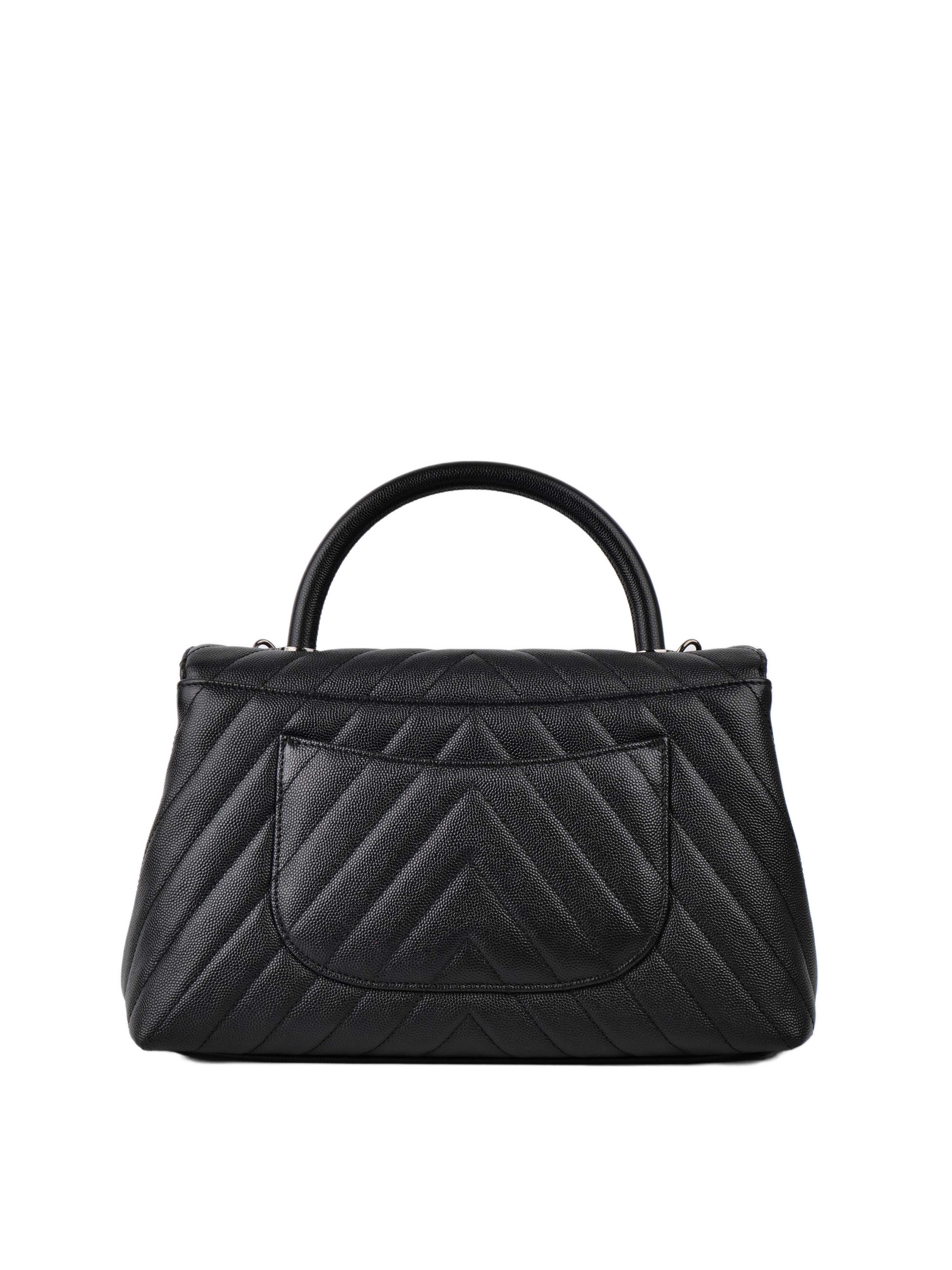 Chanel Medium Chevron So Black Coco Handle Bag - Luxury Quilted Leather Crossbody Purse for Women | Perfect for Evening Parties, Date Nights & Special Occasions