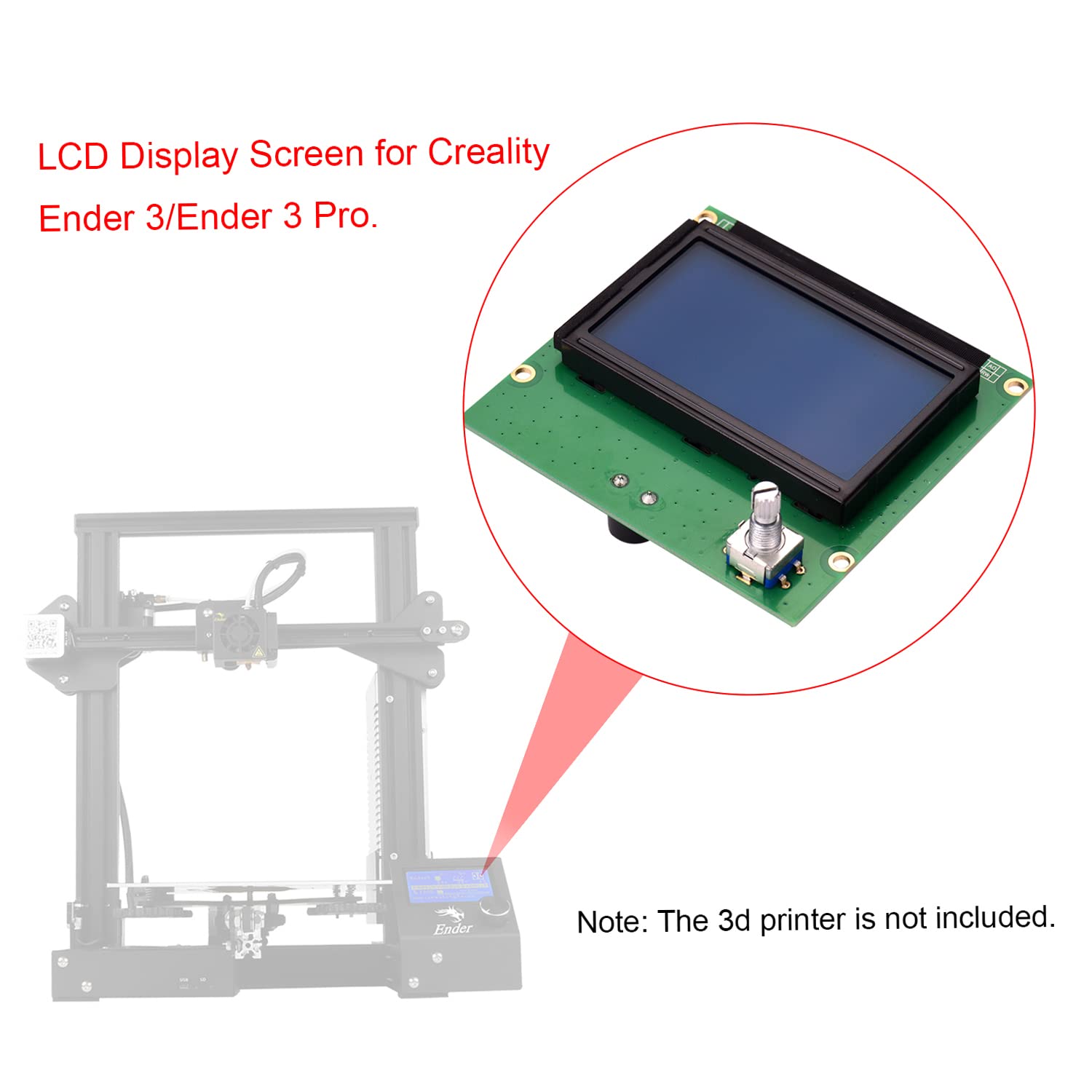 3D Printer LCD Screen Replacement for Ender 3 & Ender 3 Pro - High-Quality Display Board with Cable - Perfect for DIY Repairs & Upgrades | Compatible with Creality 3D Printers