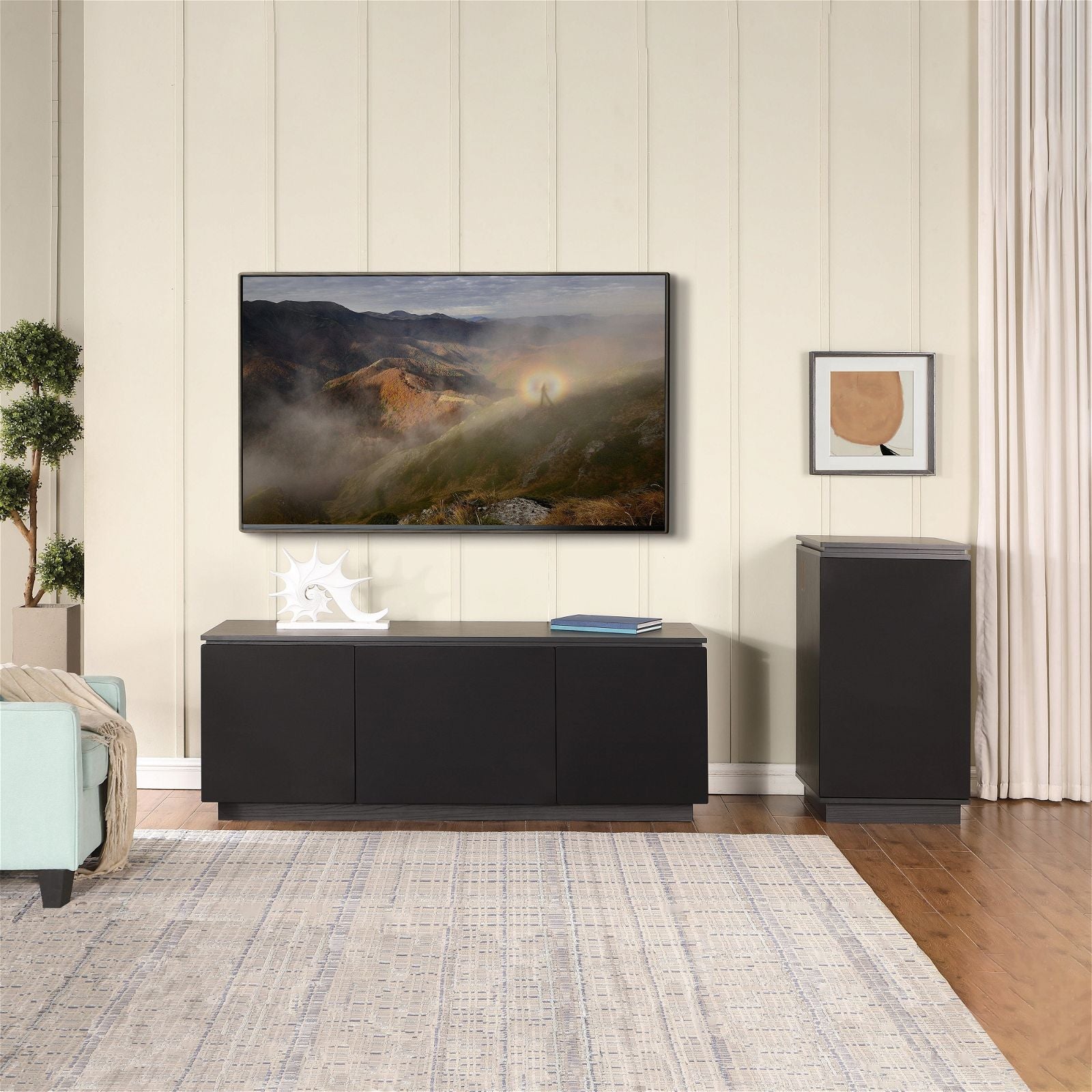 Tauris Broadway 1800BLK Modern TV Stand Entertainment Unit with Storage - Perfect for Living Room, Home Theater & Media Organization