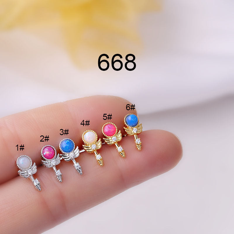 20G Neon Magic Wand Helix Stud Earrings for Women | Hypoallergenic Stainless Steel Cartilage Piercing Jewelry | Perfect for Parties, Raves & Everyday Wear