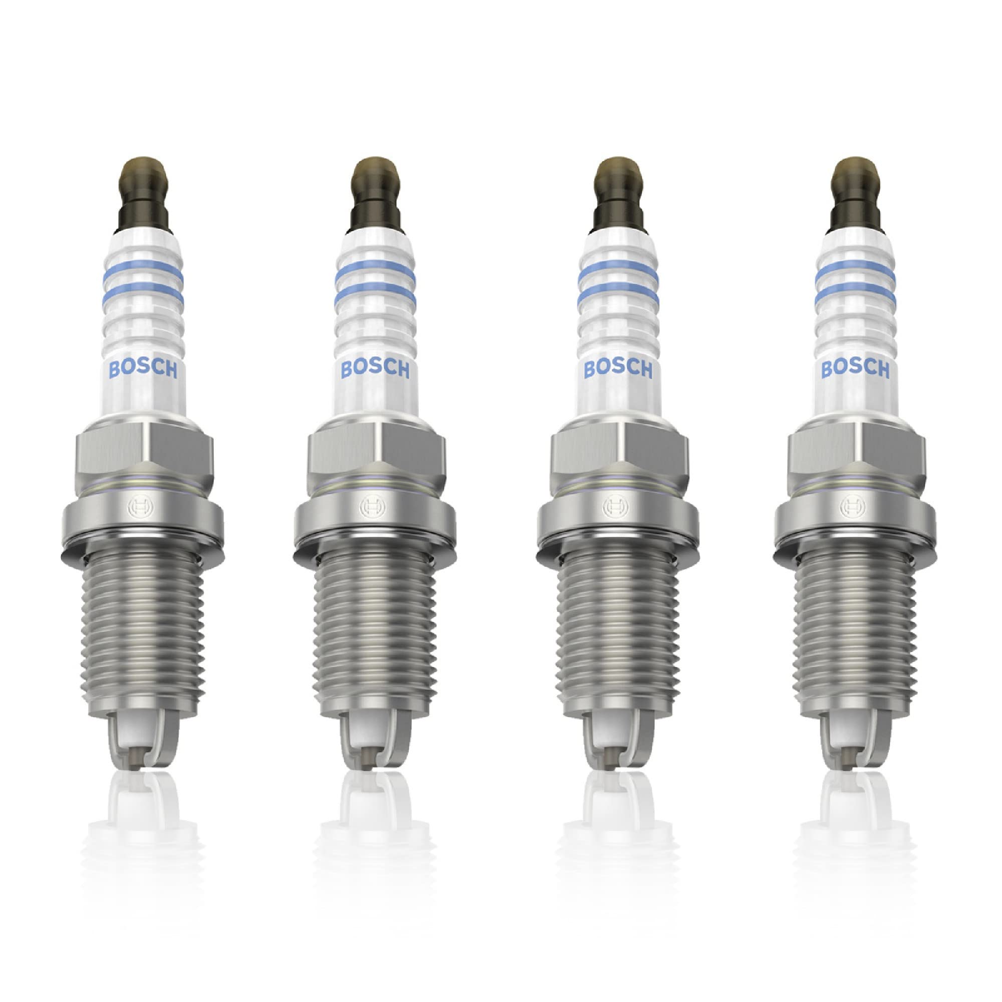 Bosch FLR8LDCU (+9) Nickel Spark Plugs - Set of 4 for Improved Engine Performance & Fuel Efficiency - Perfect for Cars, Trucks & SUVs
