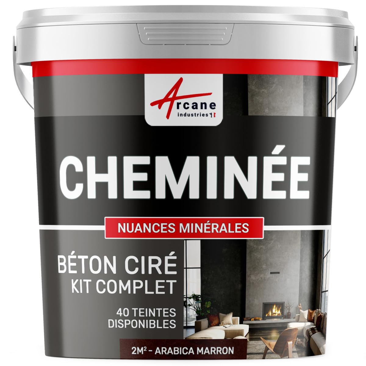 Polished Concrete Fireplace Kit - 2 m² (2 Layers) Arabica Brown - ARCANE INDUSTRIES | DIY Home Renovation & Modern Fireplace Upgrade