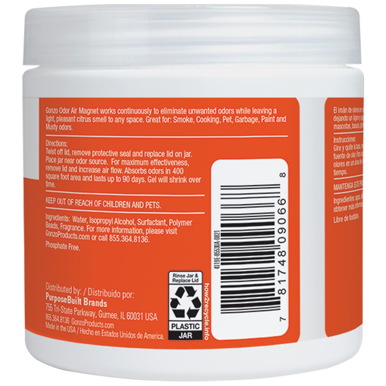Gonzo Odor Absorbing Gel - 2 Pack (14 oz) - Powerful Odor Eliminator for Car, Closet, Bathroom & Pet Areas - Long-Lasting Freshness - Ideal for Home, Office, and Travel Use