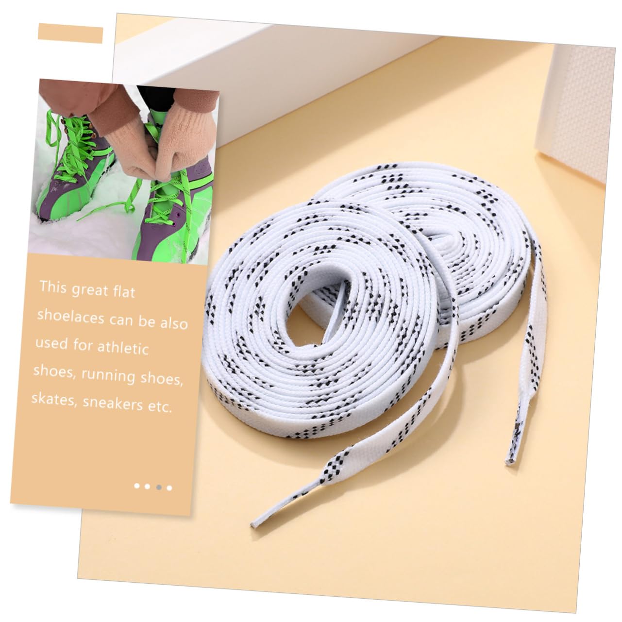 10 Pairs Sports Shoelaces - Durable Flat Laces for Ice Skates, Hockey Skates & Casual Shoes | Polyester Material for Long-Lasting Performance | Perfect for Figure Skating, Hockey Games & Everyday Wear