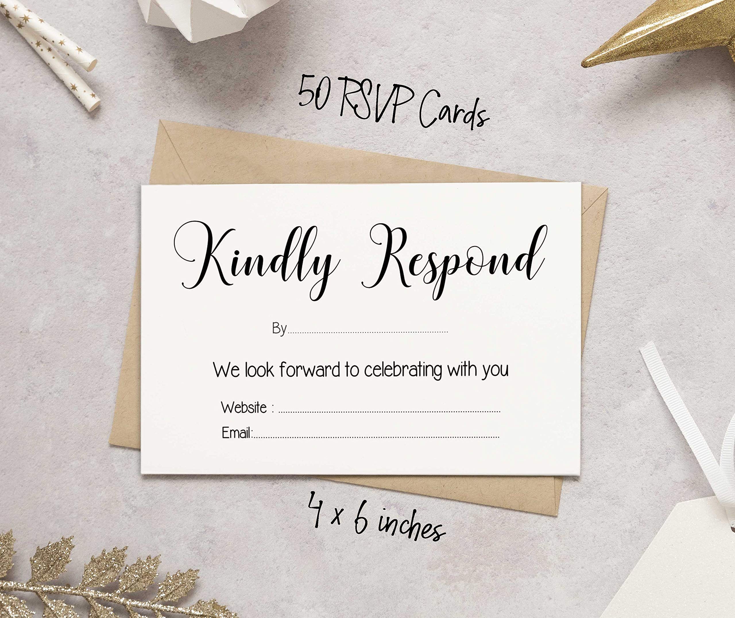 50 Blank RSVP Cards with White Envelopes, 4