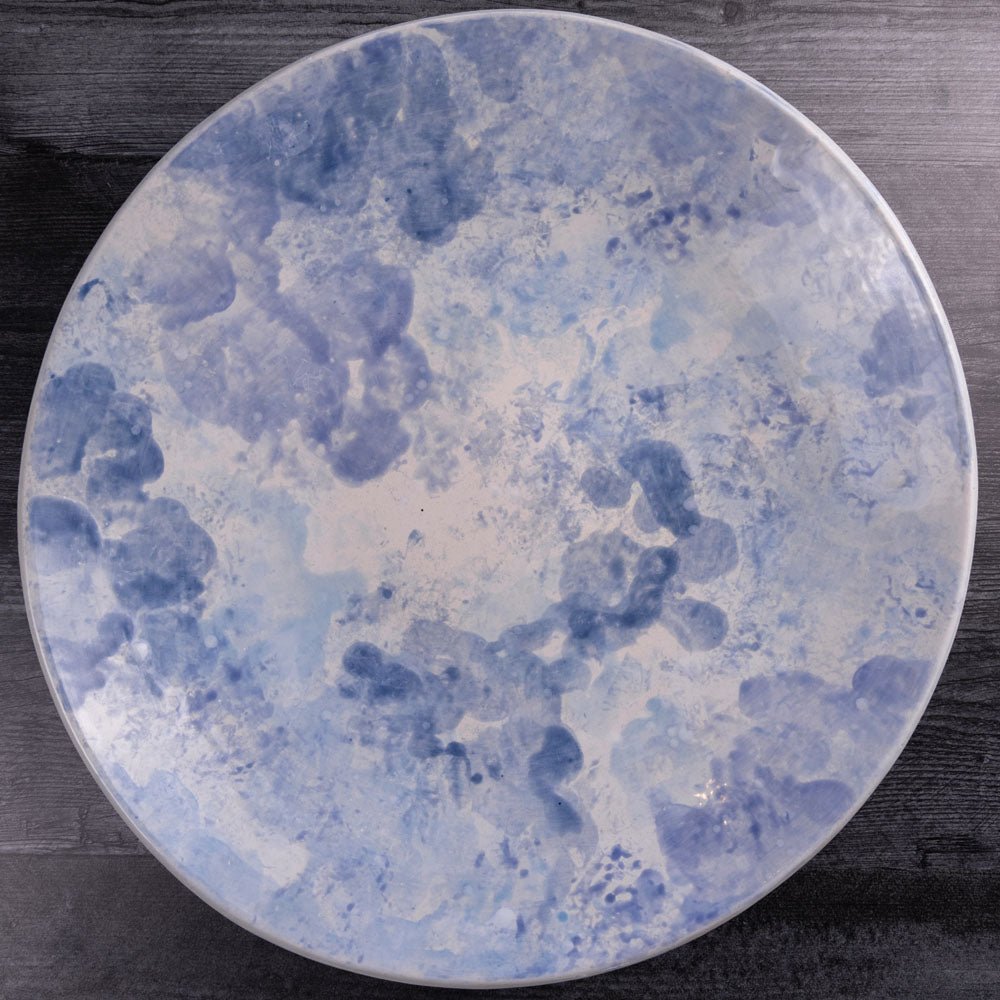 XL Stoneware Decorative Platter - Blue and White Handcrafted Ceramic Serving Tray for Dinner Party, Holiday Entertaining & Home Decor