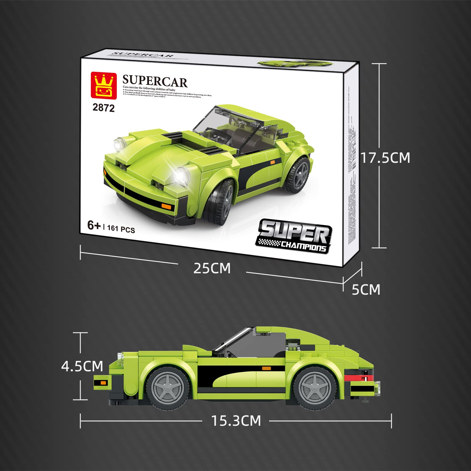 Wange Supercar Building Blocks Toy Set - 161 Piece Speed Champions Racing Car Kit, Collectible Sports Car Model for Kids & Adults - Perfect Gift for Birthday, Christmas & Playtime Racing Adventures