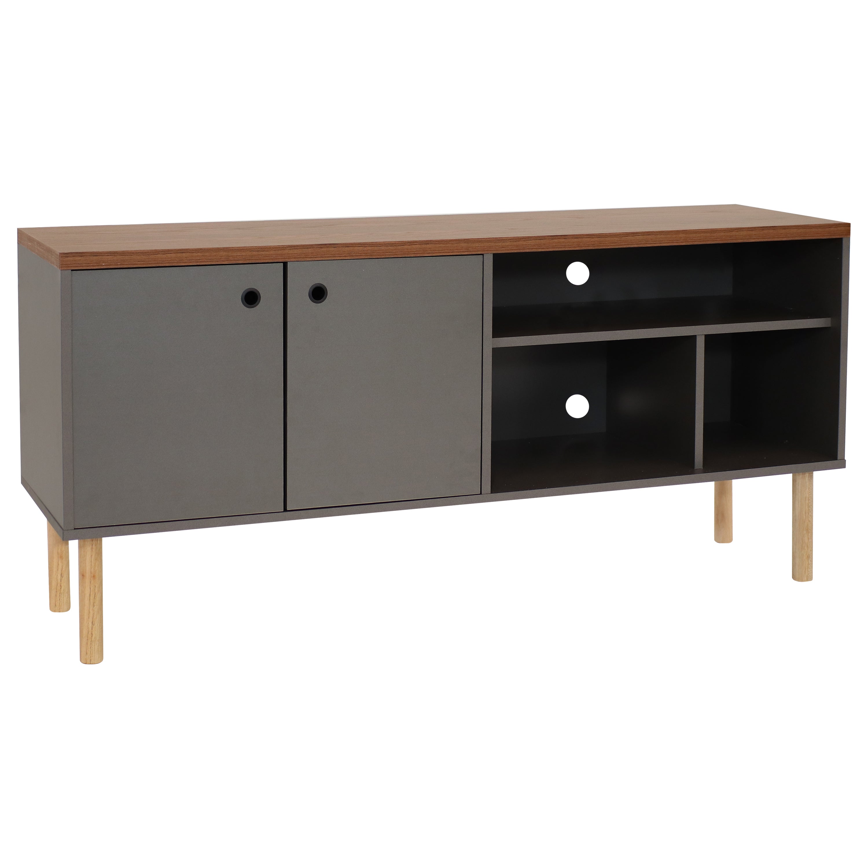 Mid Century Modern TV Stand for 55 Inch TV - Solid Wood Entertainment Center with Storage - Perfect for Living Room, Bedroom & Home Theater Setup