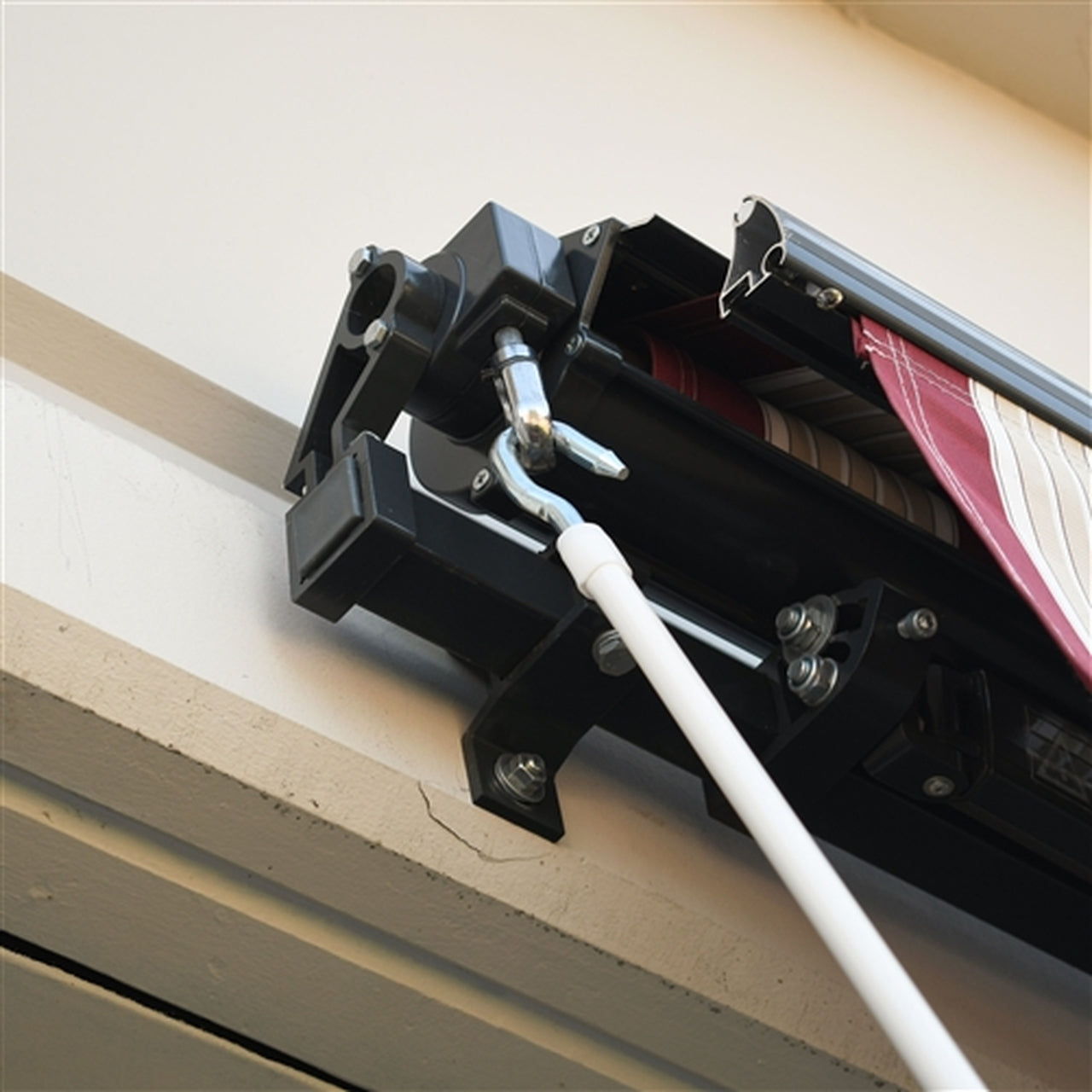 Aleko White Retractable Awning Hand Crank Hook Style - Perfect for Patio, Deck, and Outdoor Shade Solutions