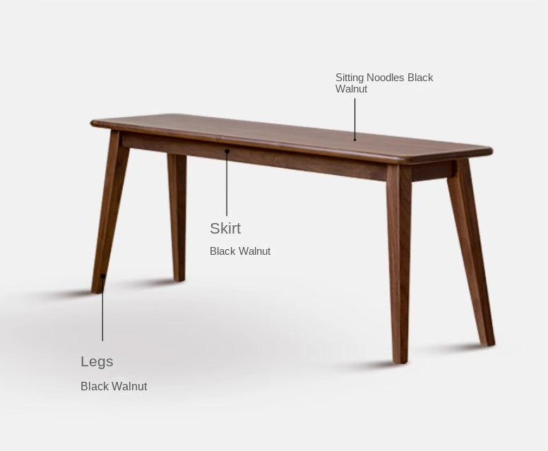 Solid Black Walnut Wood Modern Long Bench - Stylish Entryway, Dining Room, or Living Room Seating Furniture for Home Decor