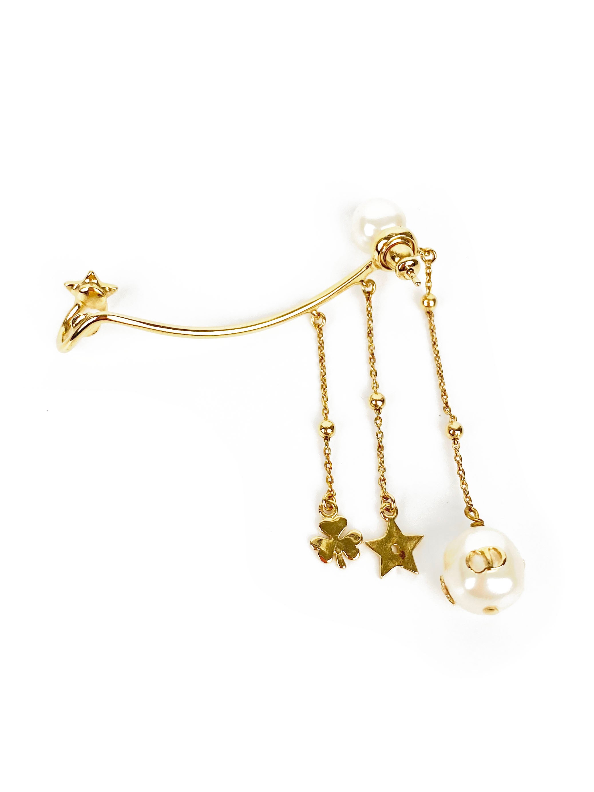 Dior Shiny D Ear Jewel - Elegant Gold Plated Earrings for Women, Perfect for Parties, Weddings & Special Occasions
