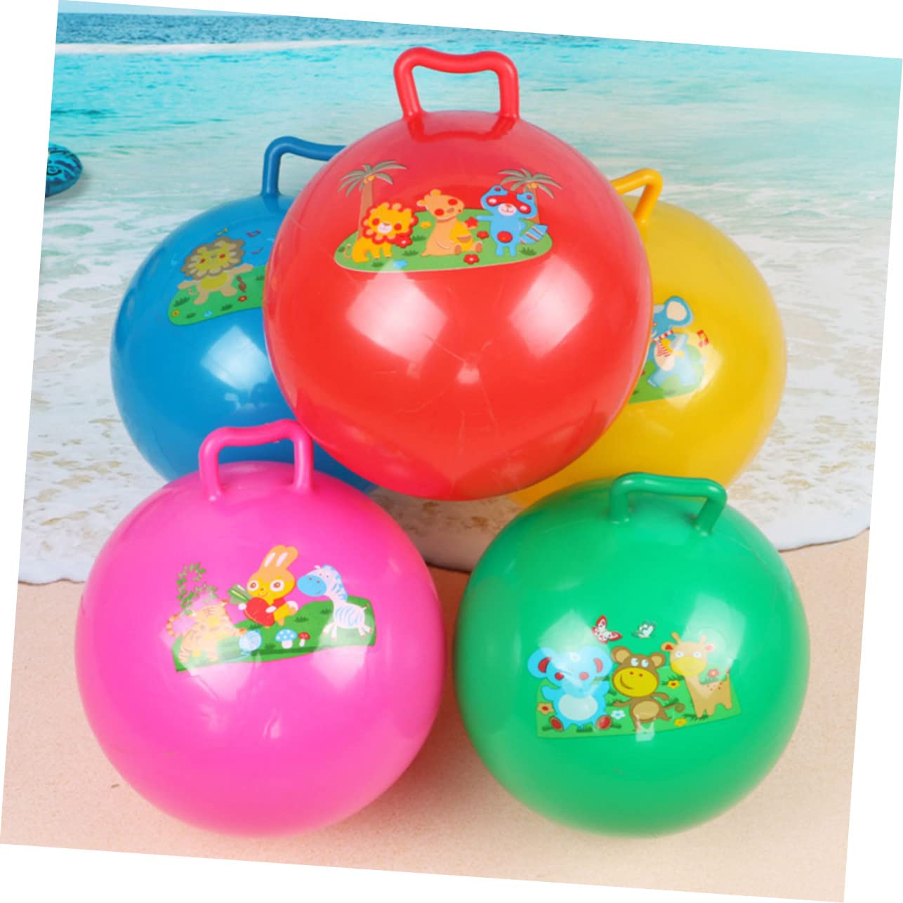 KOMBIUDA 4Pcs Kids Jumping Balls - Bouncy PVC Fitness Balls for Children, Fun Outdoor & Indoor Play, Exercise & Active Games - Perfect for Backyard, Playroom, School PE Class and Birthday Party Gifts