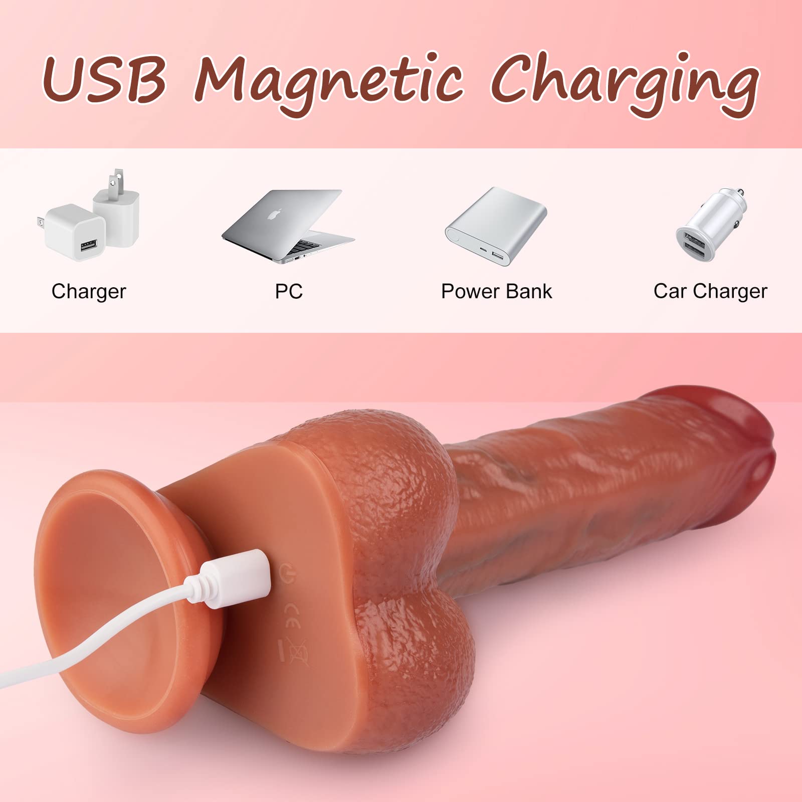 9 Inch Realistic Thrusting Dildo Vibrator - 3 Thrusting & Rotating Modes with 5 Powerful Vibrations - Adult Sex Toys for Women & Men - Perfect for Solo Play, Couples Fun and Anal Stimulation