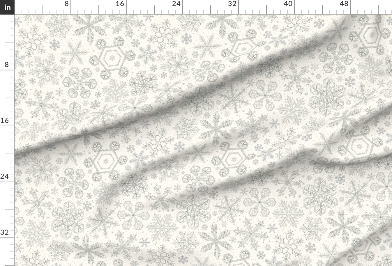 Gray Snowflakes on Beige Satin Fabric by The Yard - Premium Printed Fabric for Sewing, Apparel, Lining, Fashion, Blankets & Home Decor | Perfect for DIY Projects, Quilting, and Holiday Crafts