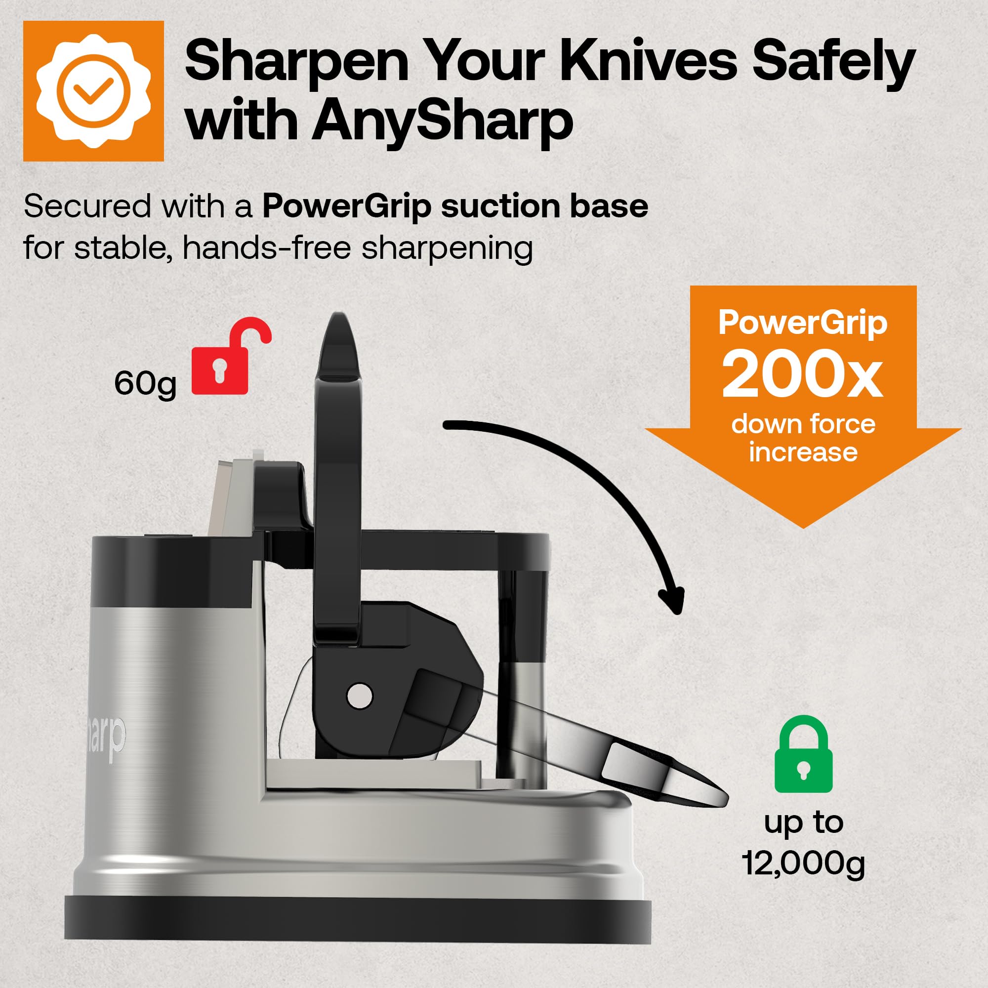AnySharp Pro Knife Sharpener - Premium Metal Blade Sharpener for Kitchen Knives, Scissors & Tools | Perfect for Home Chefs & Professional Cooks | Easy to Use & Durable Design