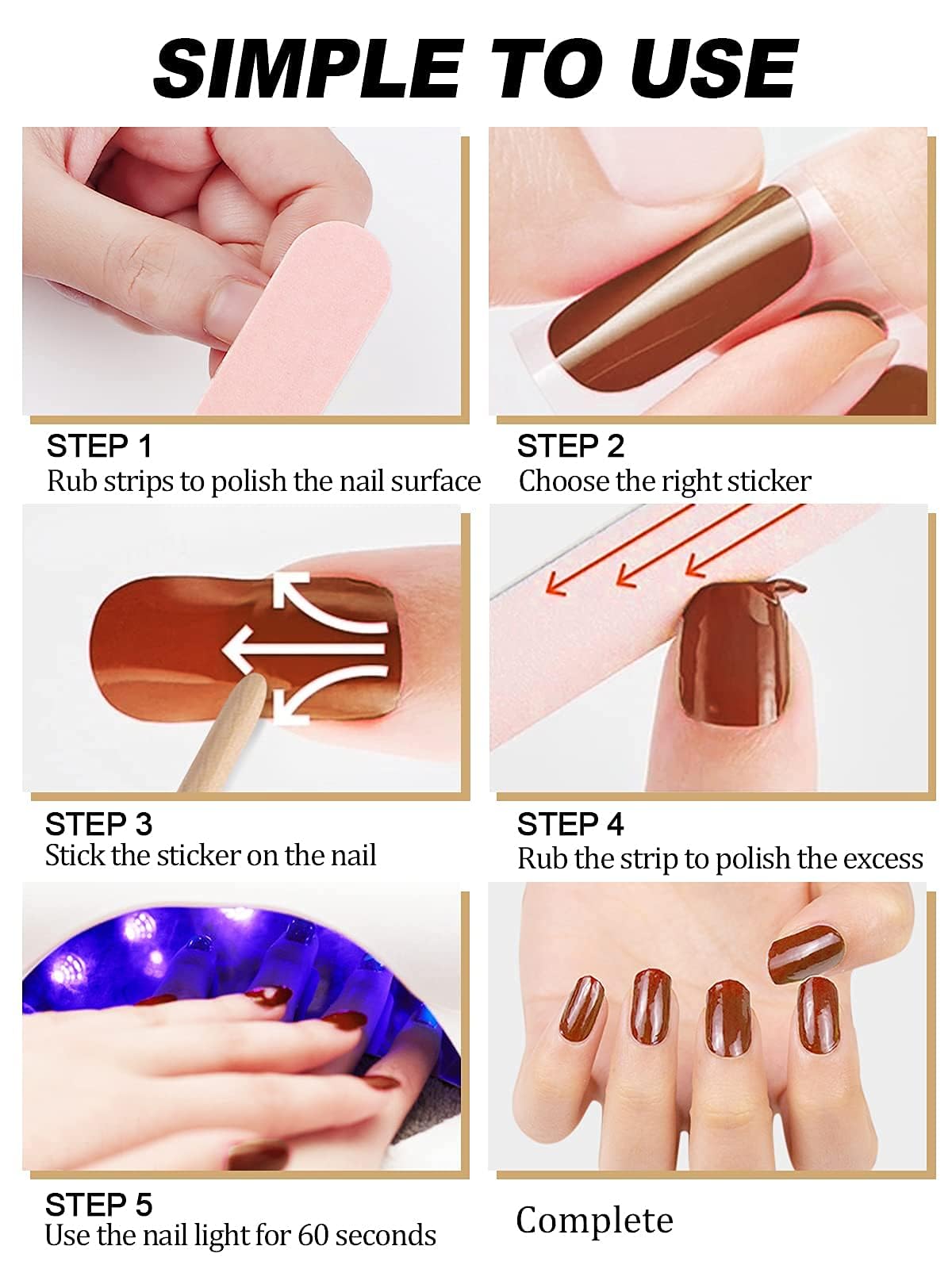 Kalolary 20PCS Gel Nail Polish Strips - Long Lasting Adhesive Nail Art Stickers for DIY Manicure | Waterproof Full Wrap Gel Nails with Nail File & Stick (UV/LED Lamp Required) | Perfect for Parties, Weddings & Everyday Wear
