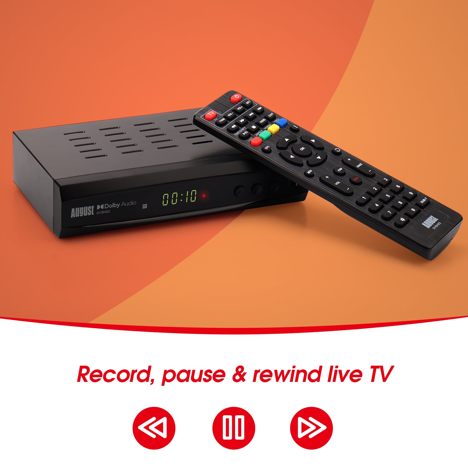 Refurbished August DVB482 HD Freeview Set Top Box - Dual Tuner, USB PVR Recorder, HDMI Media Player for Digital TV & Recording | Perfect for Living Room & Bedroom Entertainment