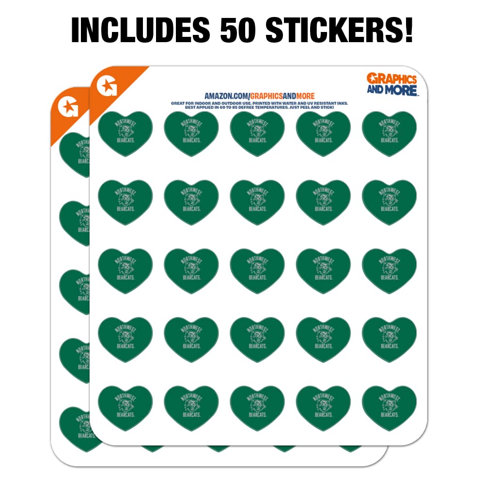 NW Missouri State Bearcats Heart Shaped Planner Stickers - Scrapbook & Calendar Decorative Stickers for DIY Crafting, School Supplies, and Bullet Journaling