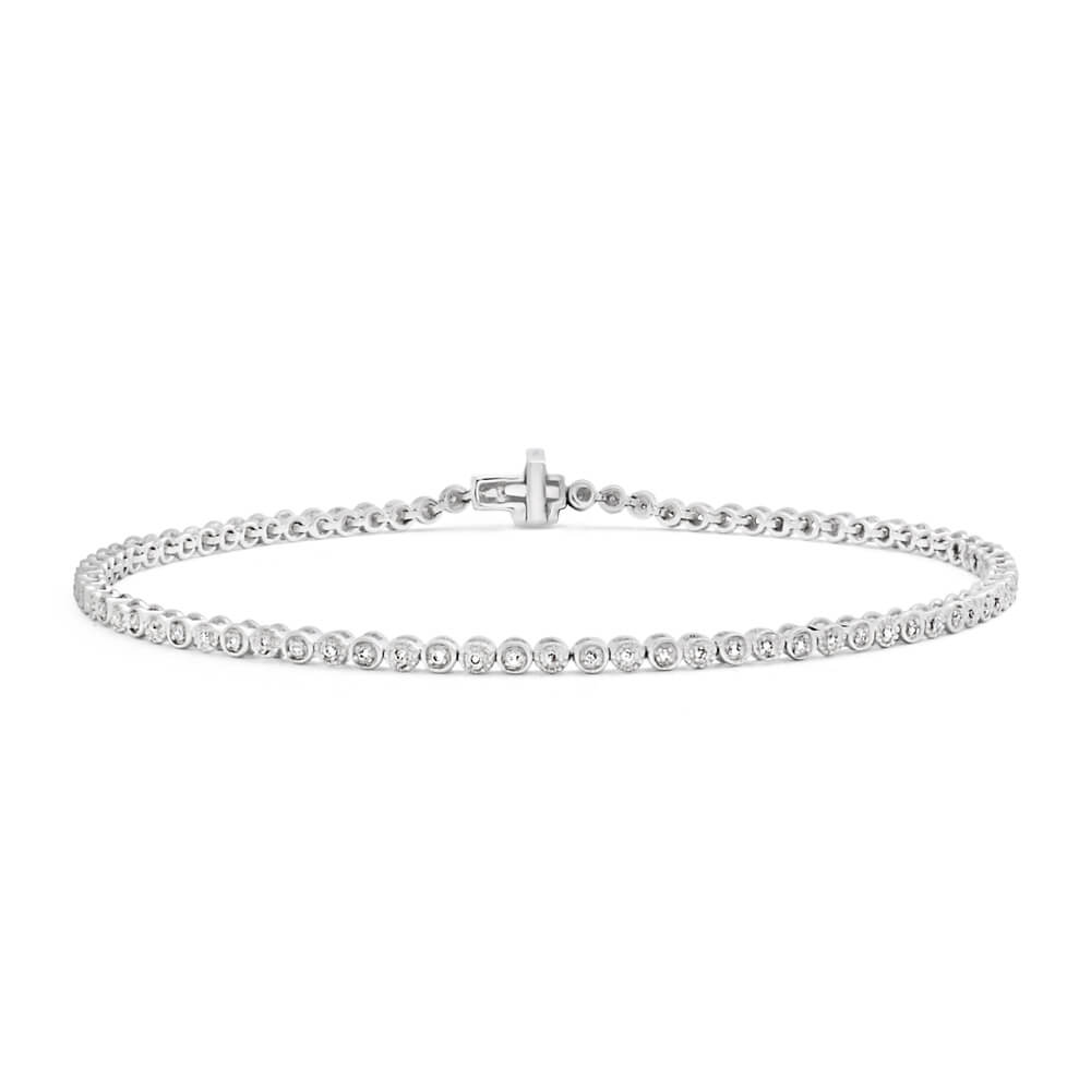 9ct White Gold 1/4 Carat Diamond Tennis Bracelet 18cm - Elegant Jewelry for Women, Perfect Gift for Anniversary, Wedding & Special Occasions