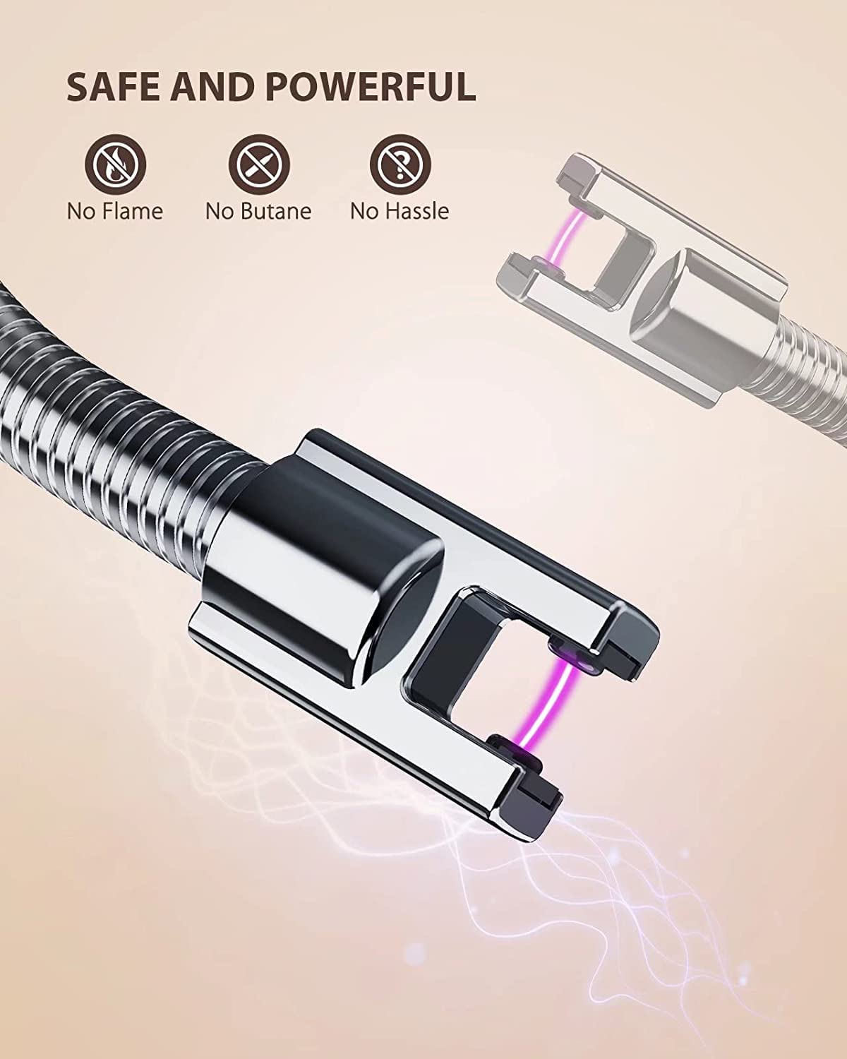 Blaziken Rechargeable USB Arc Lighter with LED Battery Display - Flexible Neck Electric Lighter for Candles, Gas Stoves, Camping & BBQ - Perfect for Home, Kitchen, Outdoor Adventures & Emergency Use
