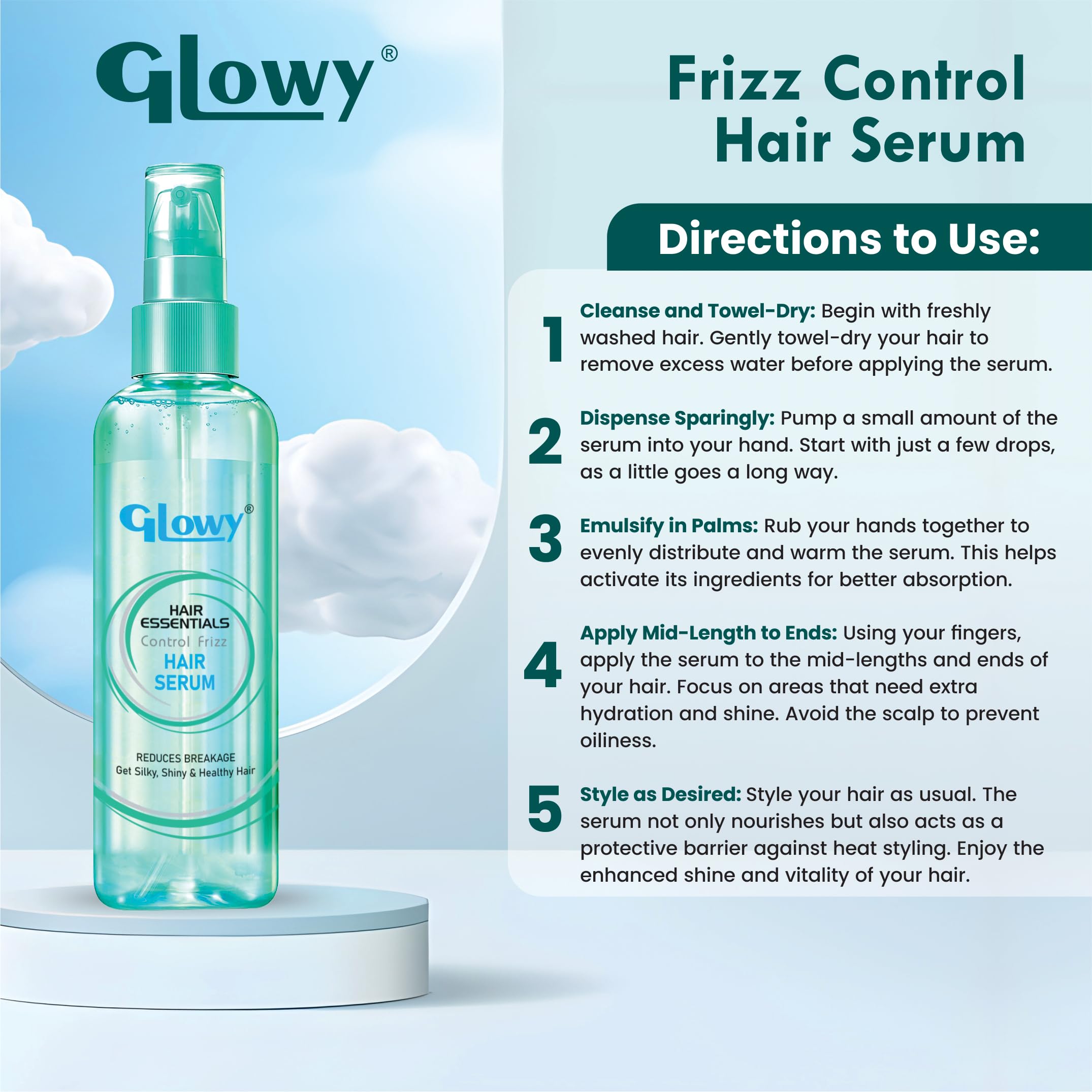 GLOWY Piccolo Real Booster Coconut Base Hair Serum - Anti Hair Fall & Anti Frizz Treatment for Smooth, Strong Hair | Perfect for Daily Use, Styling & Damaged Hair Repair
